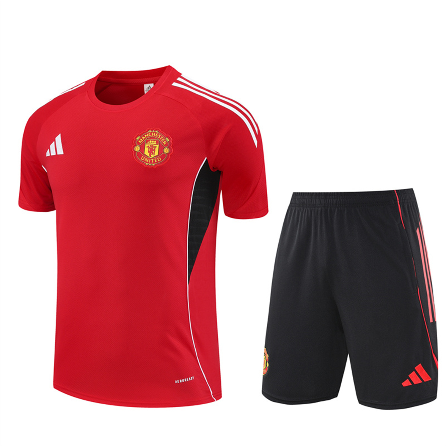 AlphaJersey-Manchester United 25-26 Short-Sleeve Training Set - Red Top & Black Shorts