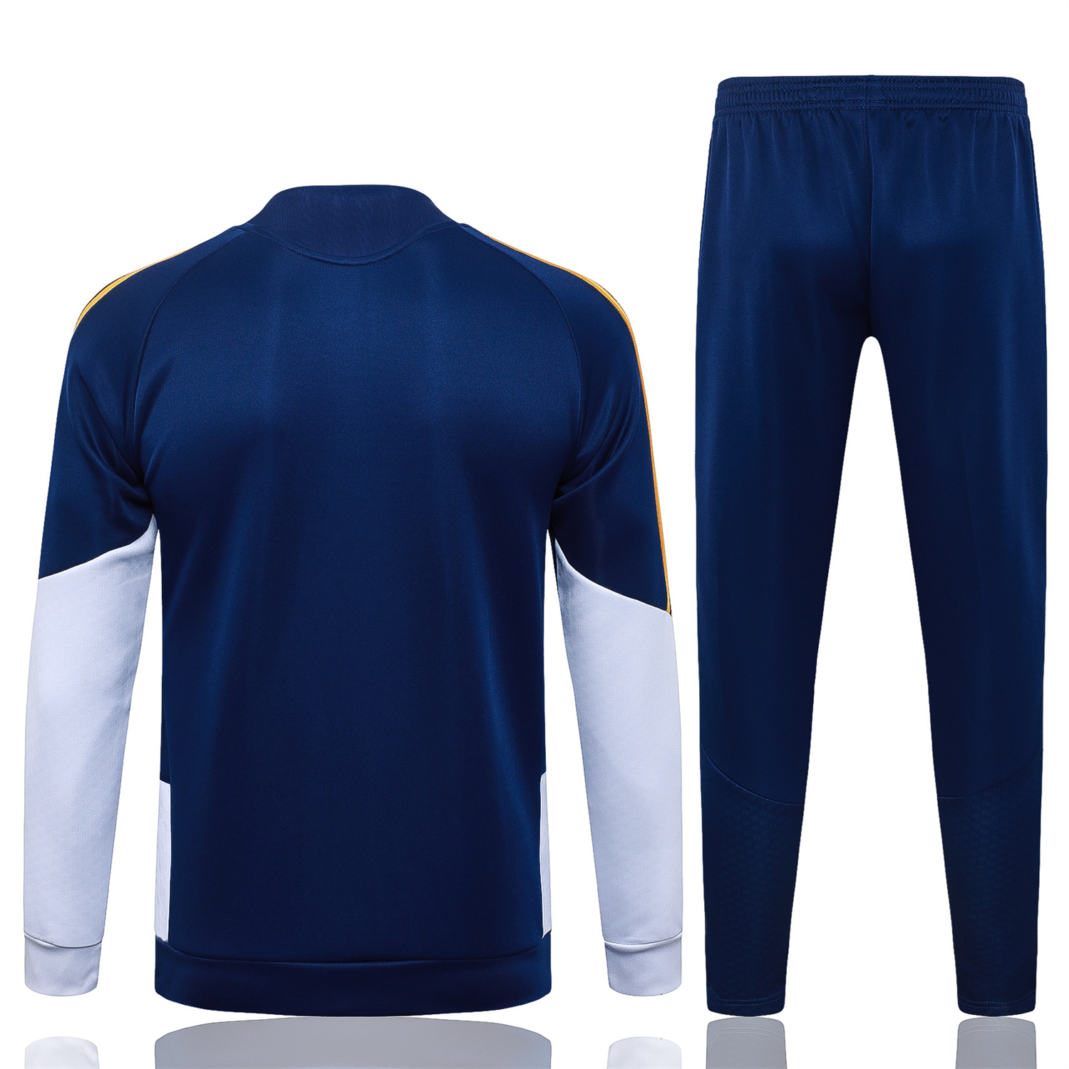 AlphaJersey-Real Madrid 26-27 Long Sleeves Training Set - Yellow Edge Deep Blue Top And Pants