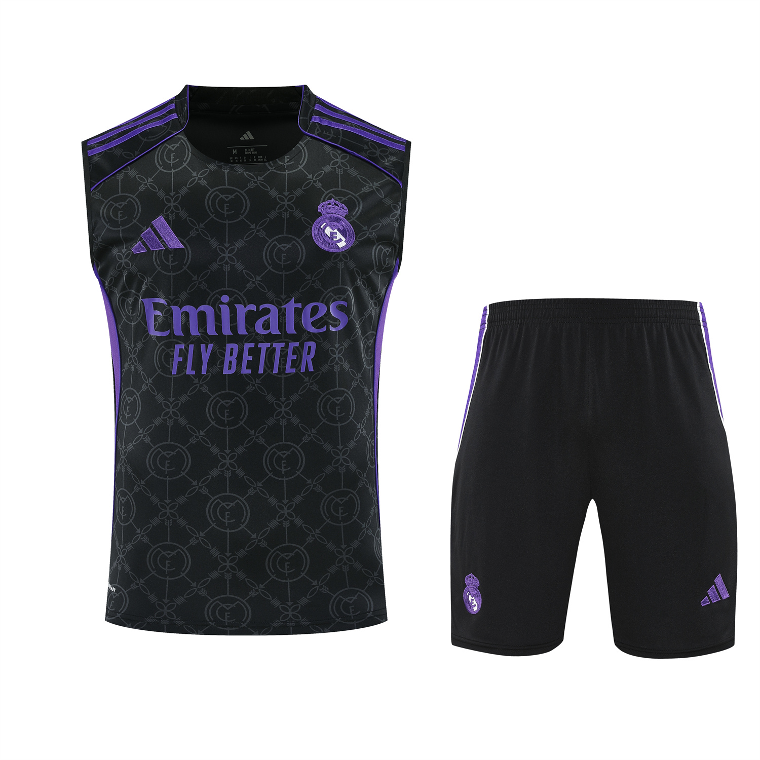 AlphaJersey-Real Madrid 25-26 Vest Training Set - Blue Edge Black Vest & Black Shorts