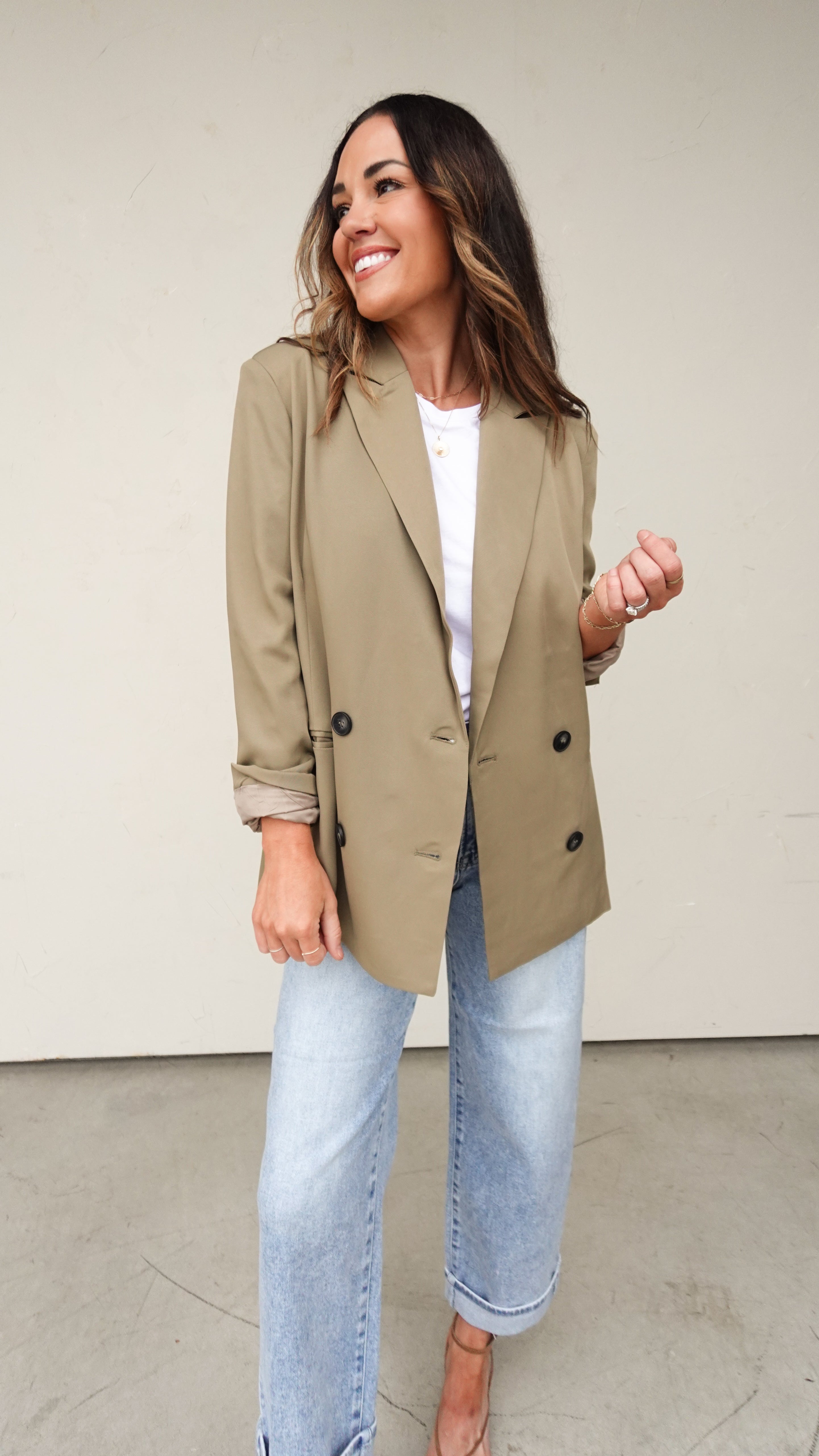 Olive Relaxed Blazer | Elegant Women's Fashion by coolavocek