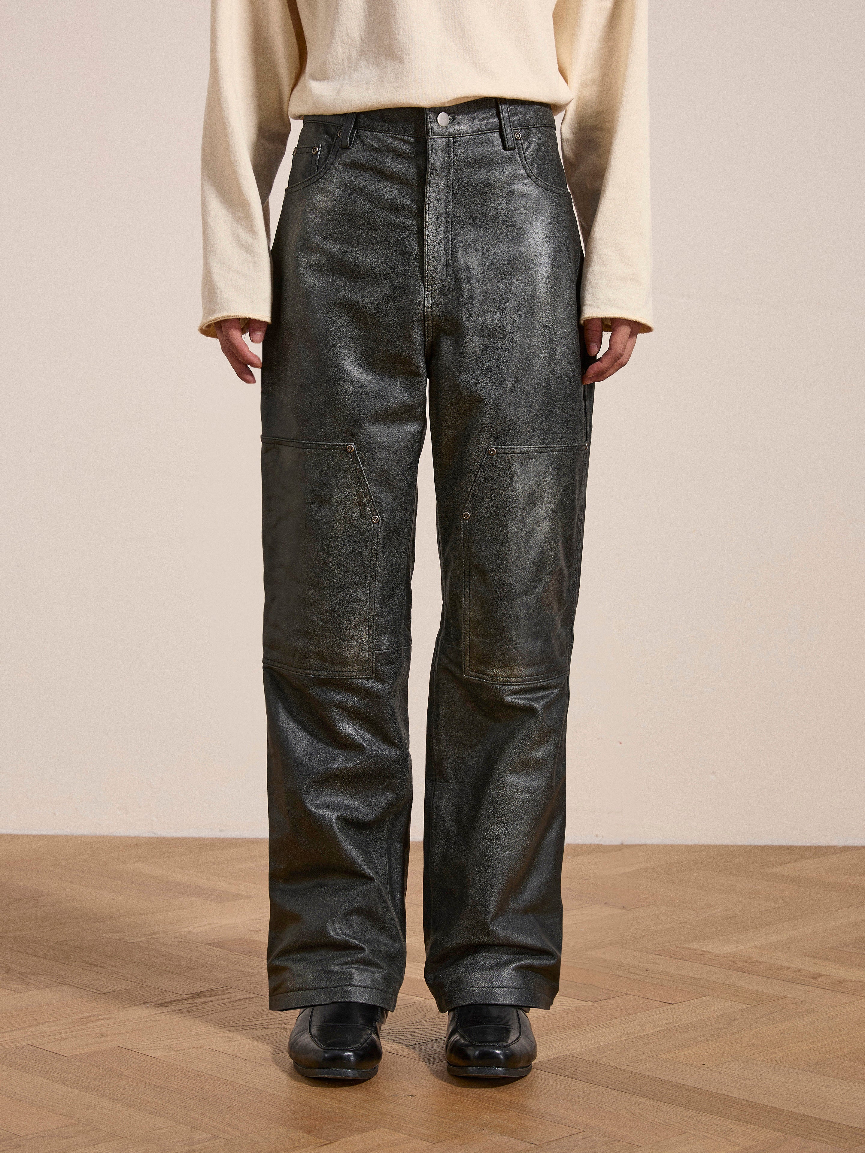 Distressed Genuine Leather Carpenter Pants | Modern Menswear by yycbvcnbmmnbm