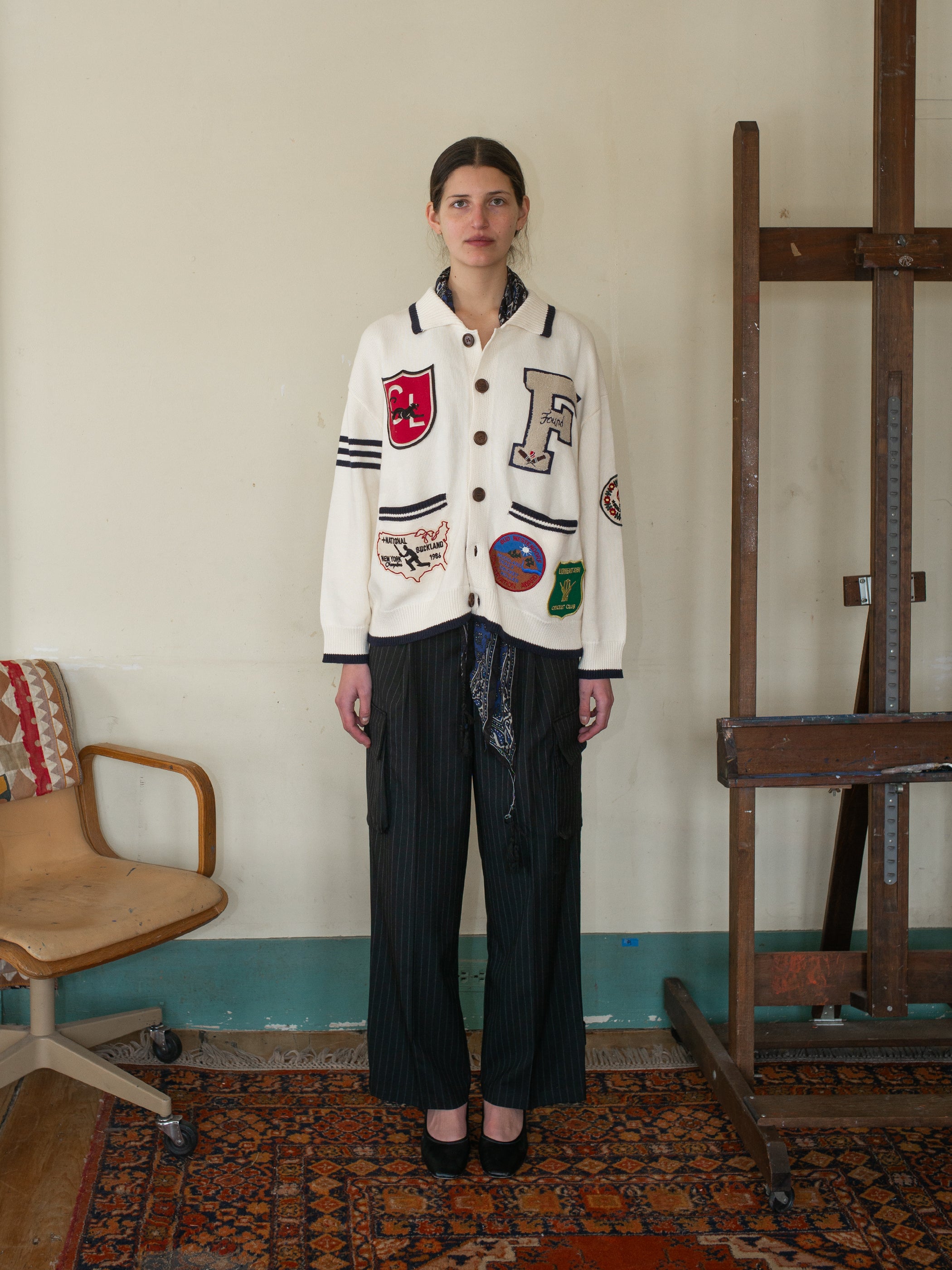 York Varsity Patch Collared Cardigan | Modern Menswear by yycbvcnbmmnbm