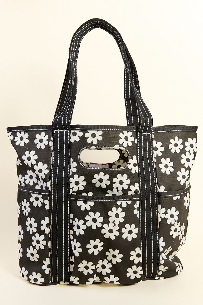Daisy Daydreams Black Canvas Tote DOORBUSTER | Elegant Women's Fashion by coolavocek