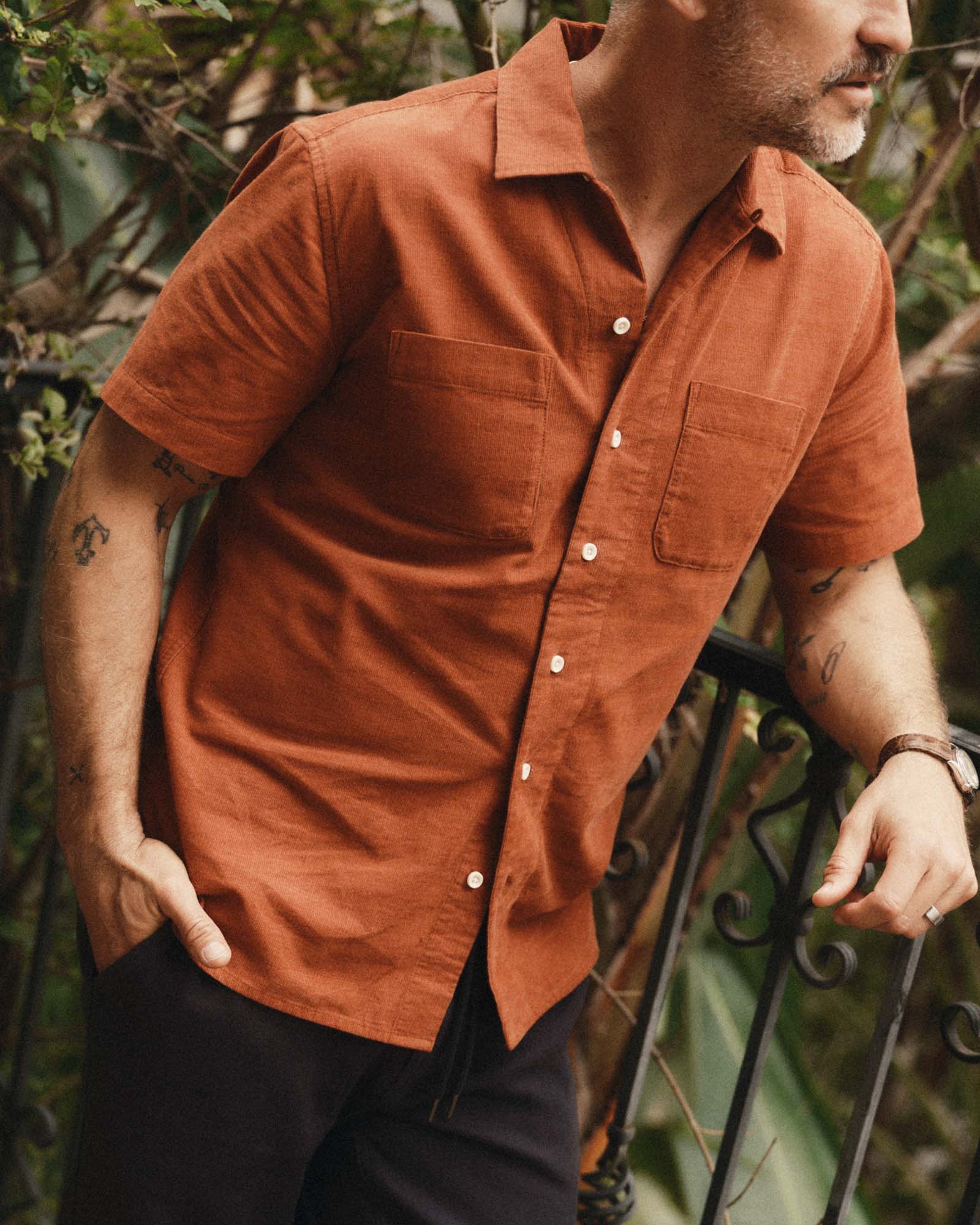 The Conrad Shirt in Heather Chili Pincord | Modern Menswear by yycbvcnbmmnbm