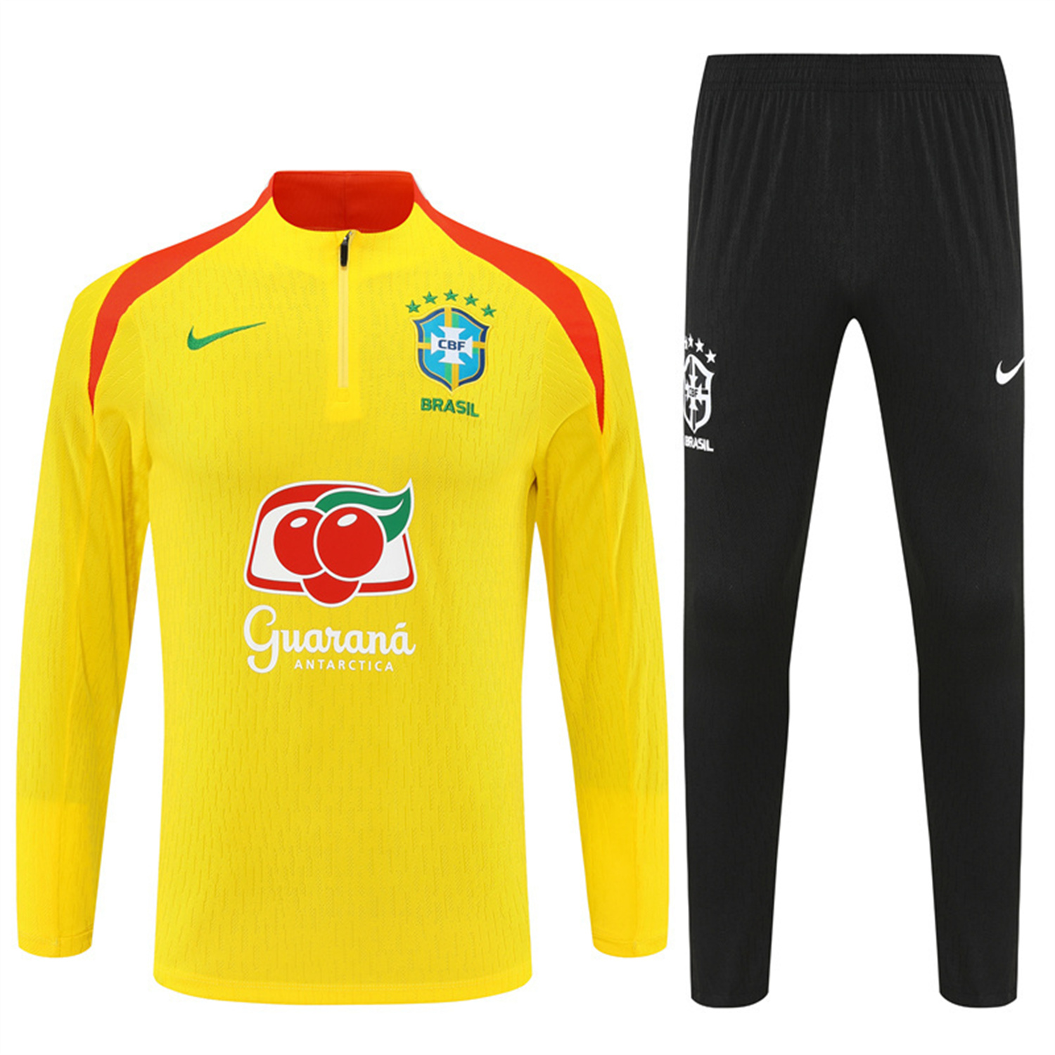 AlphaJersey-Brazil 25-26 Long Sleeve Training Set - Player Version - Yellow Top and Black Pants
