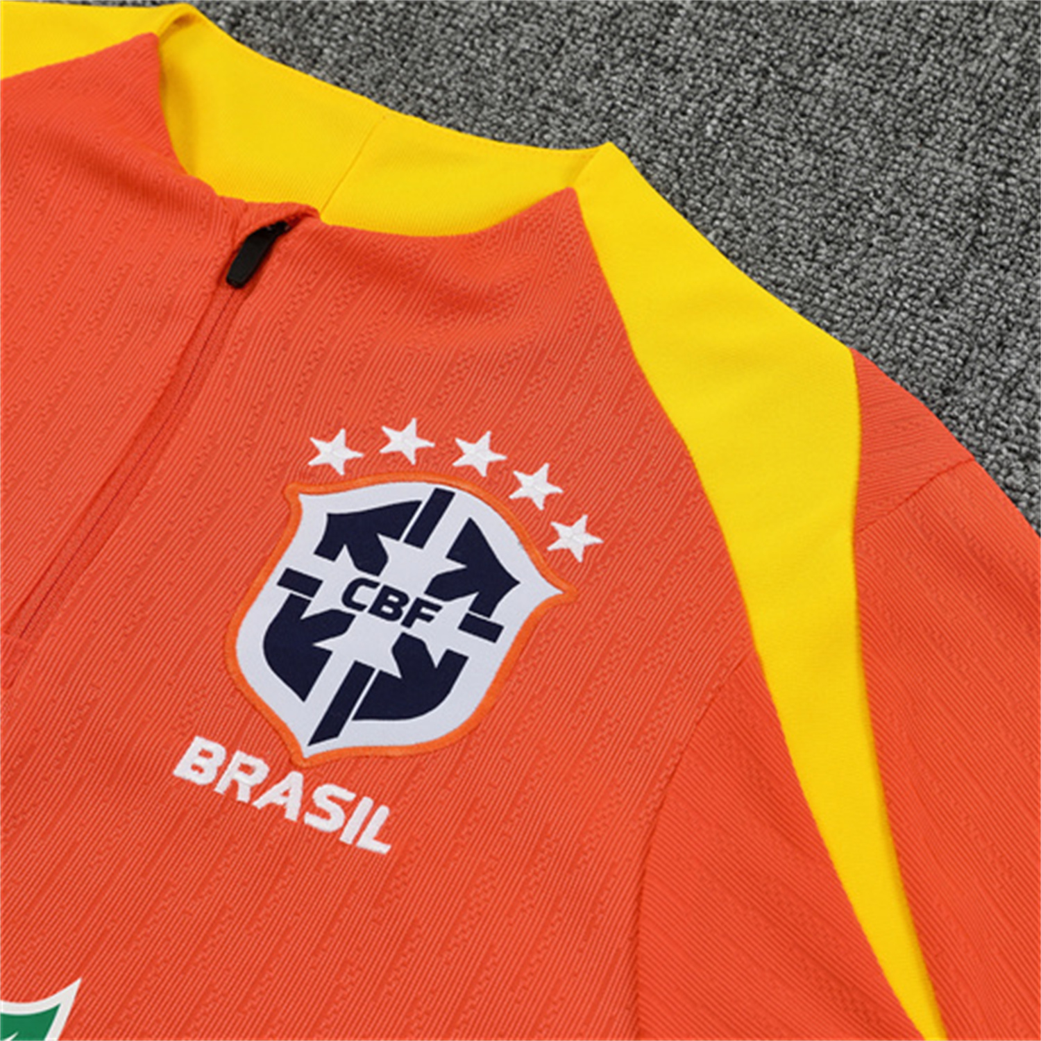 AlphaJersey-Brazil 25-26 Kids Long Sleeve Training Set - Player Version - Orange Top and Black Pants