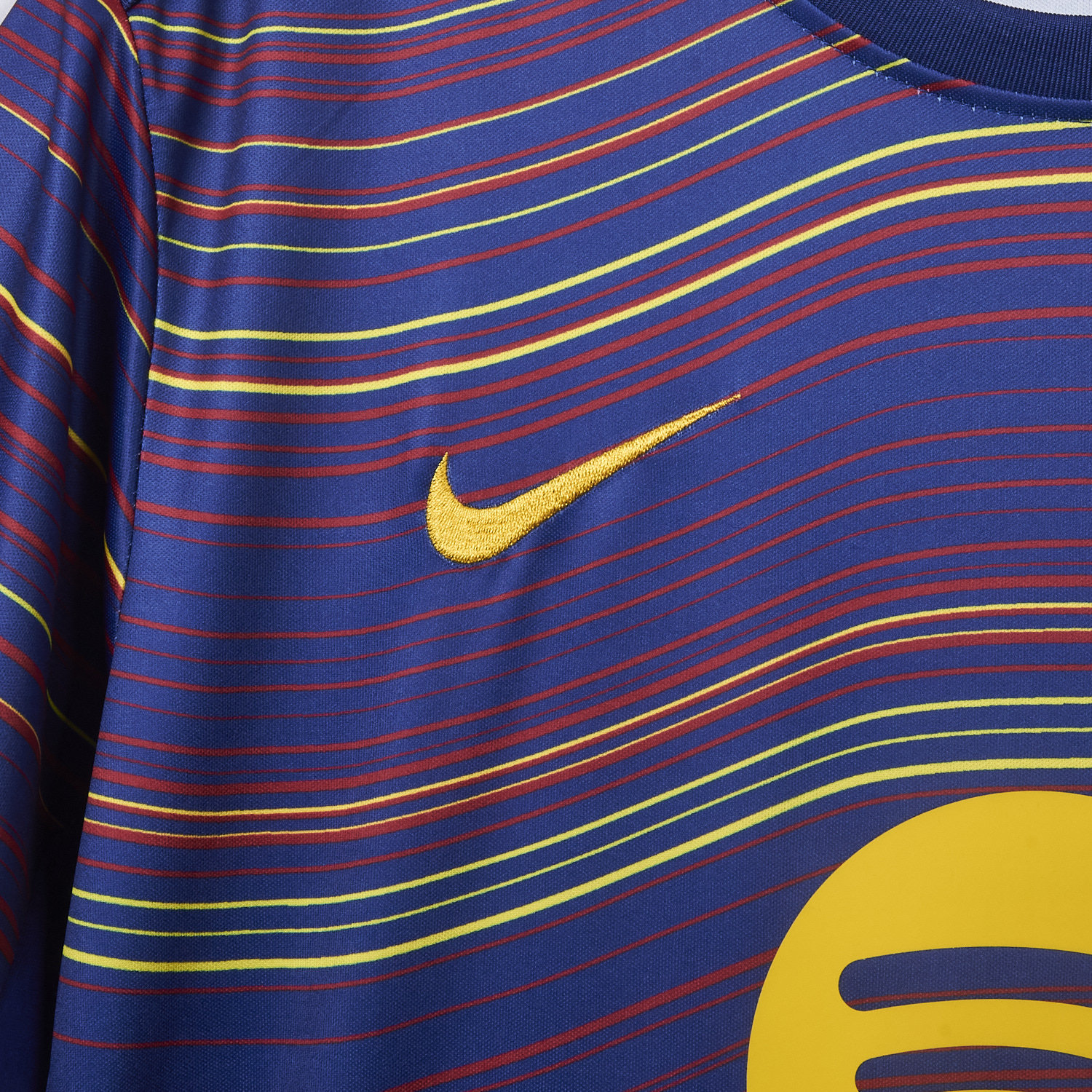 AlphaJersey-Barcelona 25-26 Deep Blue Pre-Match Training Jersey with Colorful Lines - Fans Version