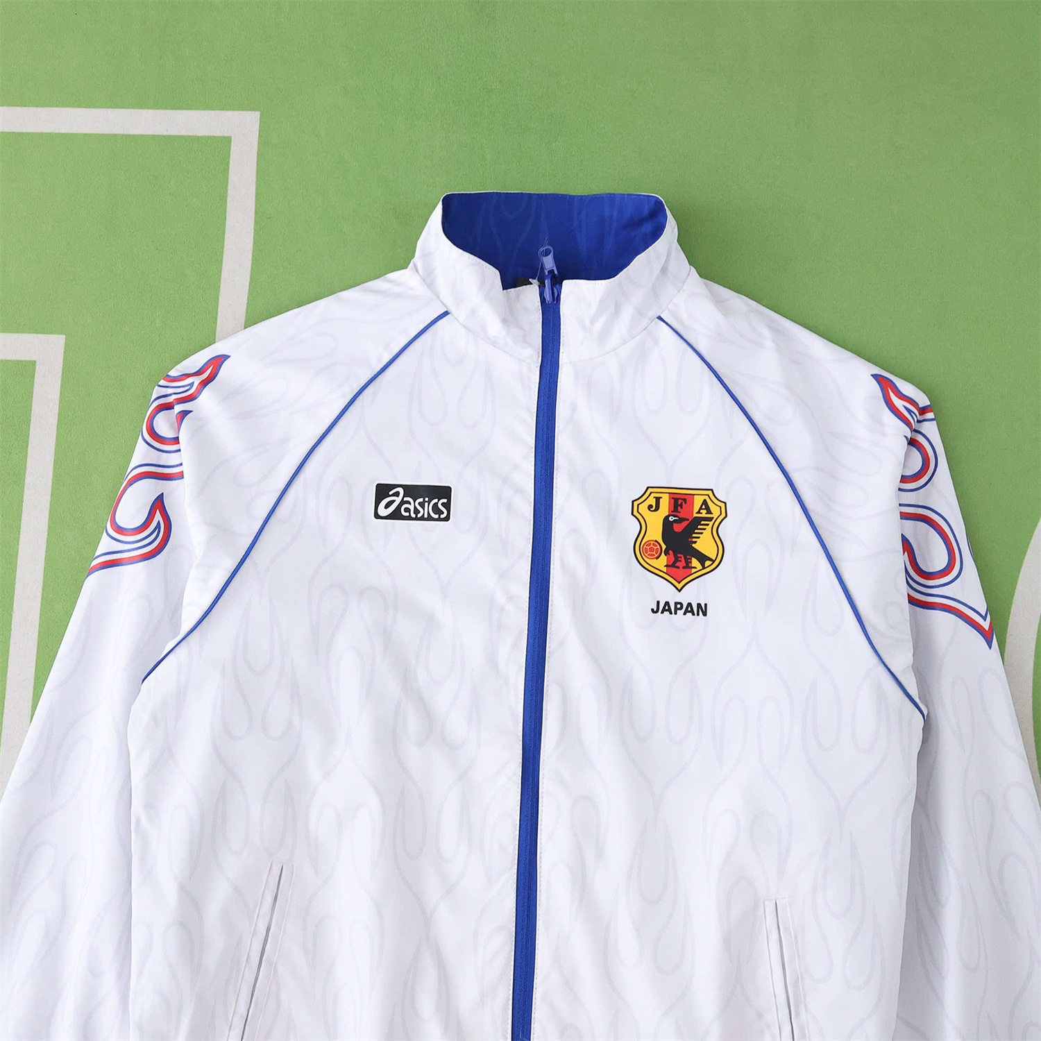 AlphaJersey-Retro Japan 1998 Throwback Double Sided Reversible Windbreaker - White & Blue