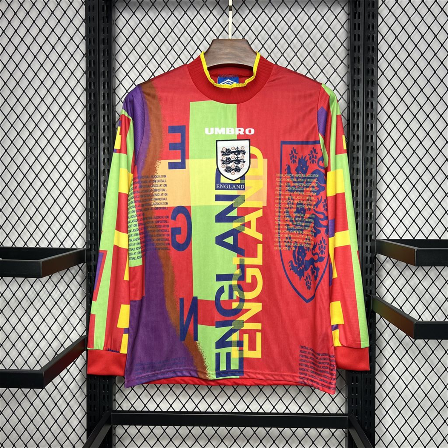 AlphaJersey-Retro England 1996 Red Goalkeeper Long Sleeve Jersey