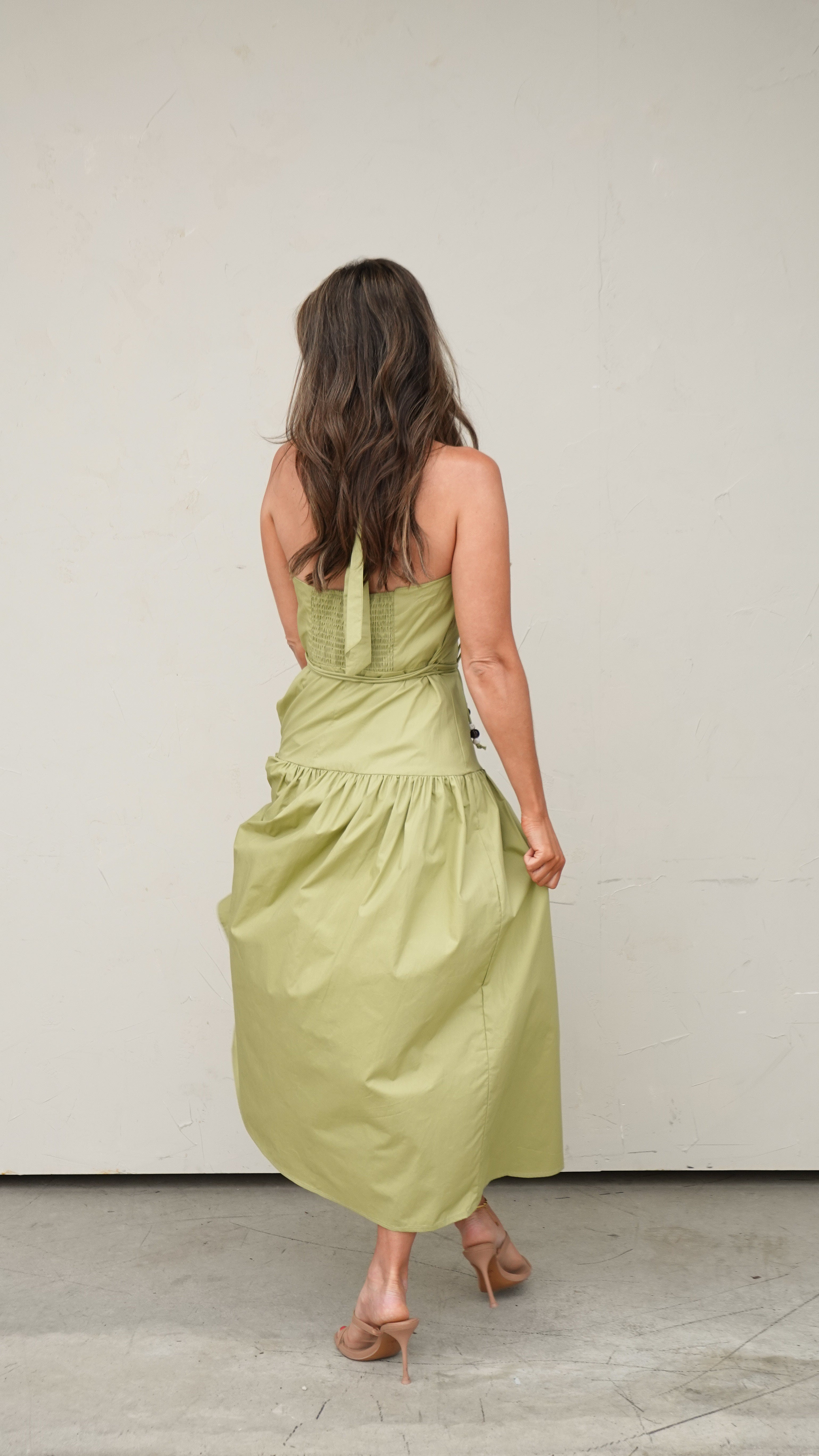 Pistachio Halter Maxi Dress | Elegant Women's Fashion by coolavocek