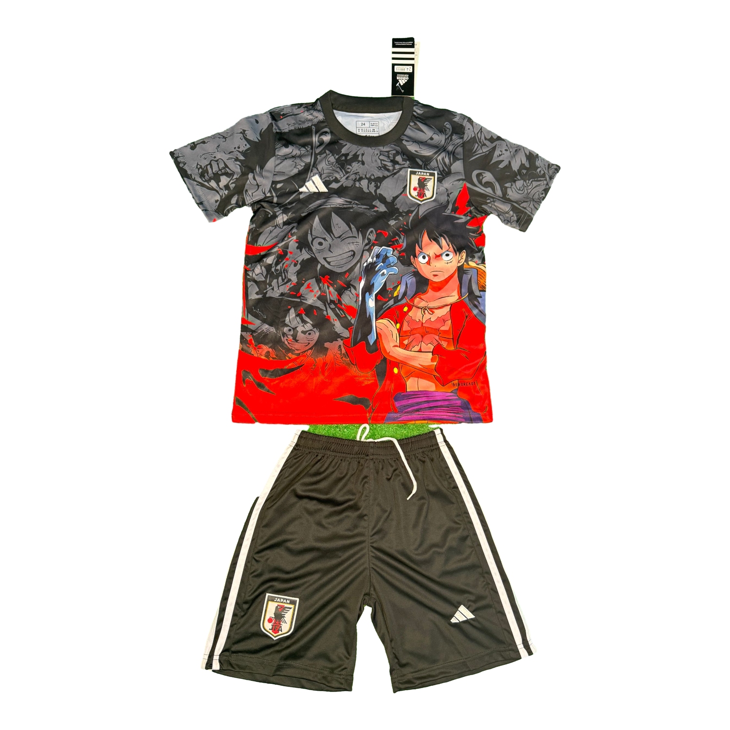 AlphaJersey-Japan 25-26 Luffy's Steel Arm Black & Red Special Kids Kit