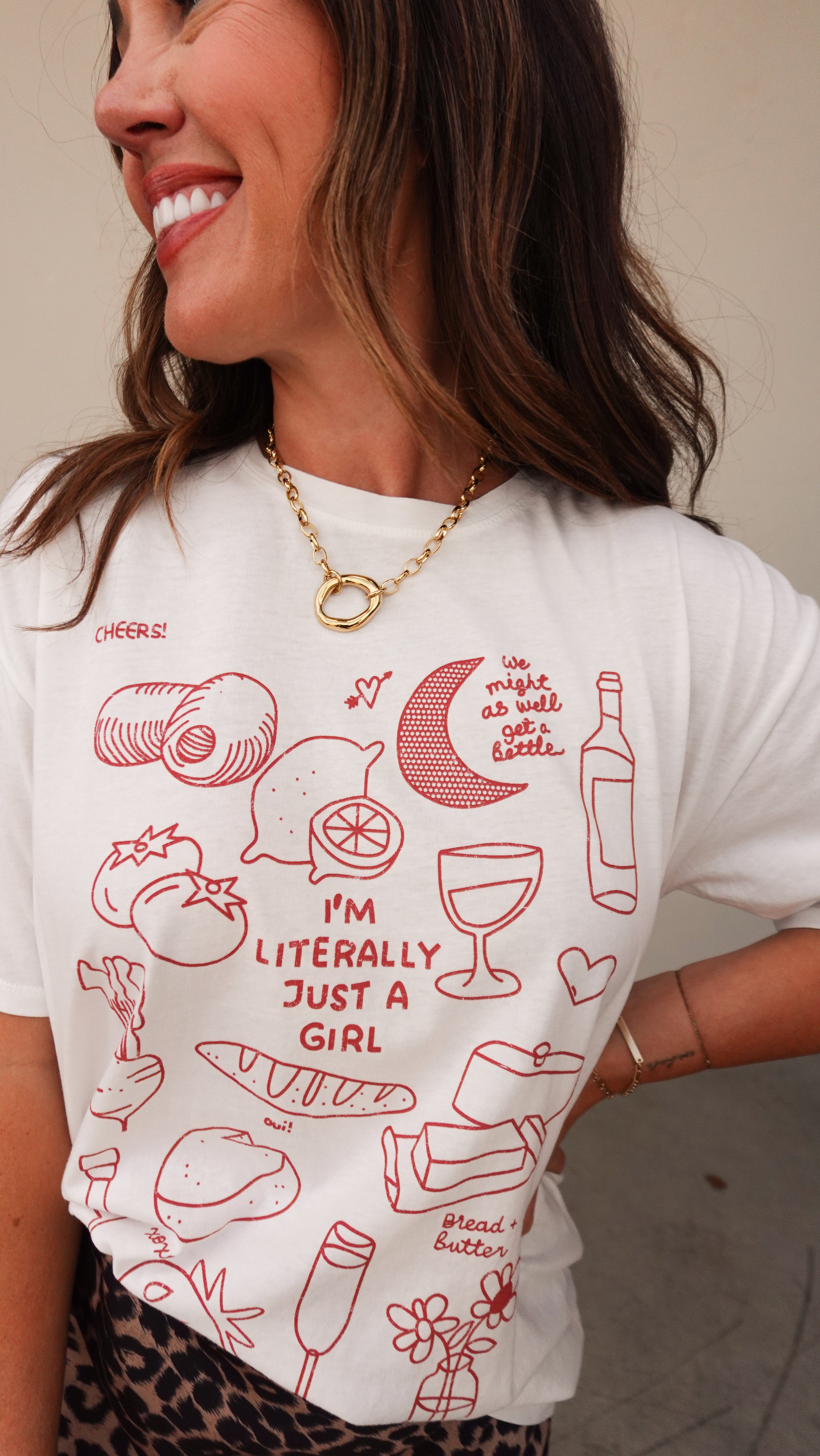 "Just A Girl" Oversized Graphic Tee | Elegant Women's Fashion by coolavocek