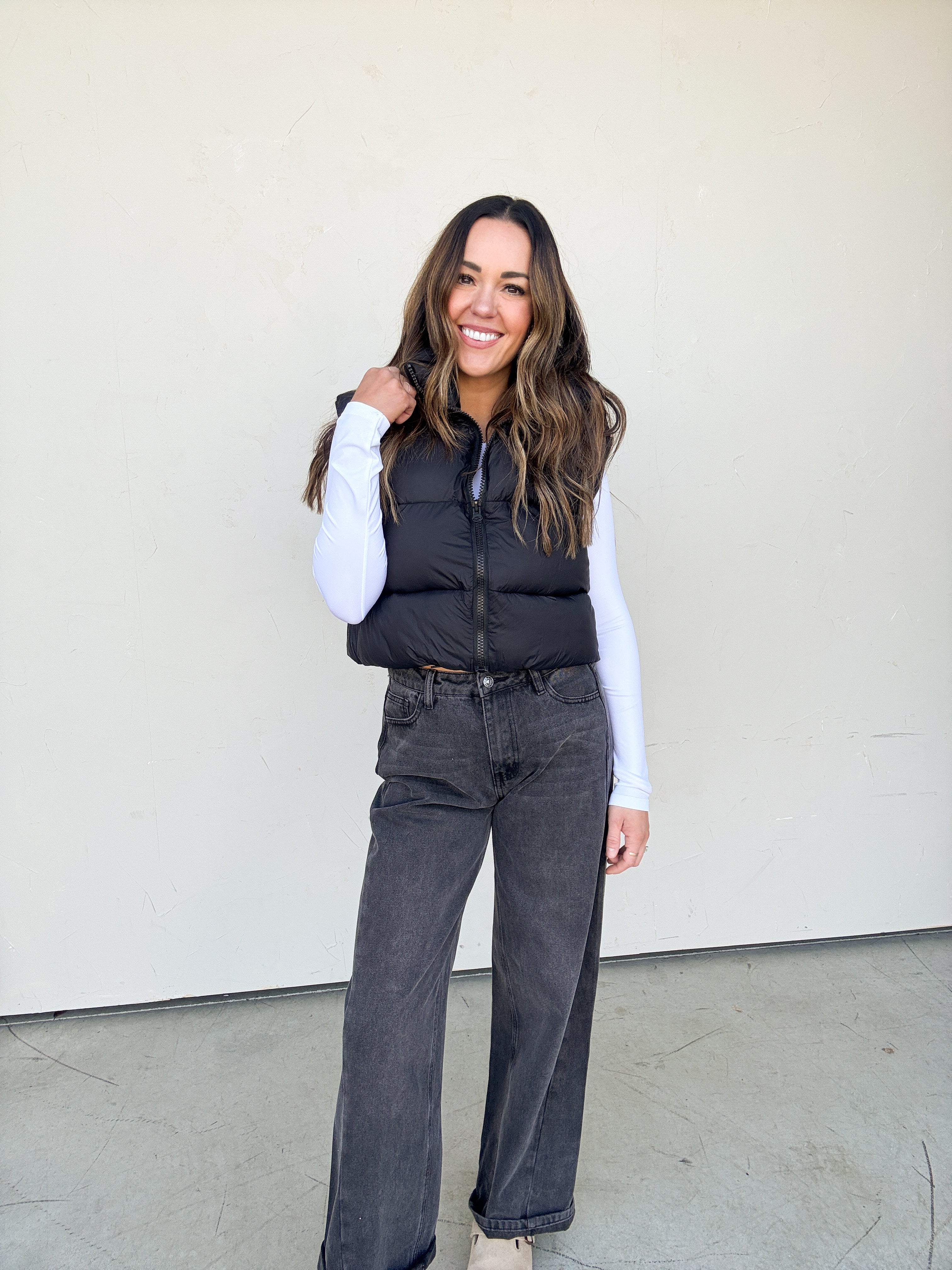Black Cropped Puffer Vest | Elegant Women's Fashion by coolavocek
