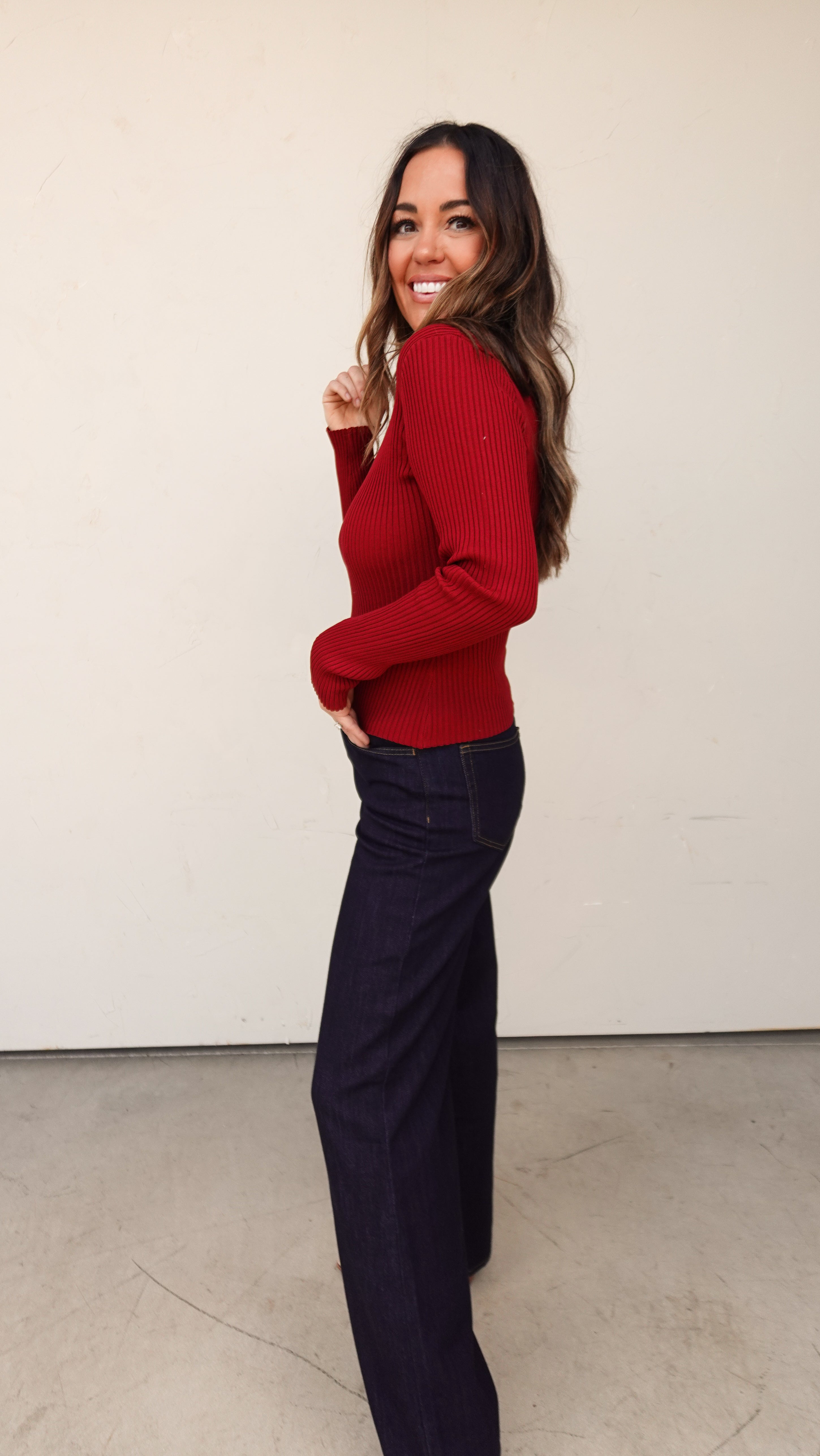 Wine Ribbed Knit Zipper Cardigan | Elegant Women's Fashion by coolavocek