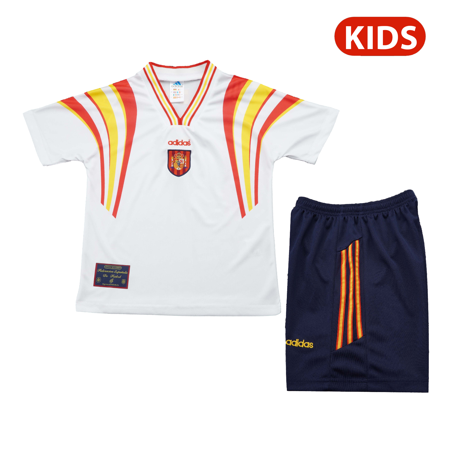 AlphaJersey-Retro Spain 1996 Away White Kids Kit