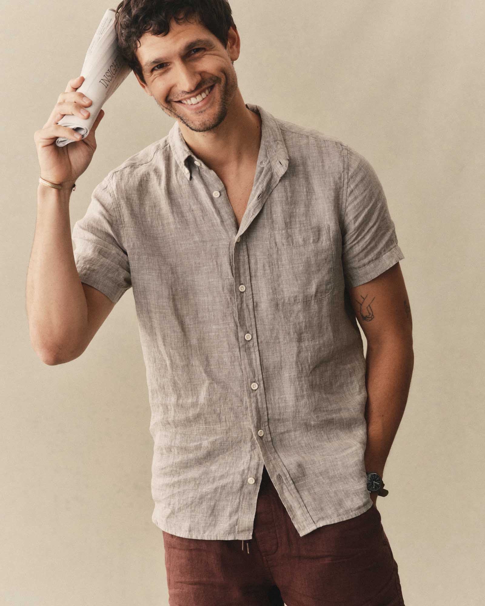 The Short Sleeve Jack in Sage Linen | Modern Menswear by yycbvcnbmmnbm
