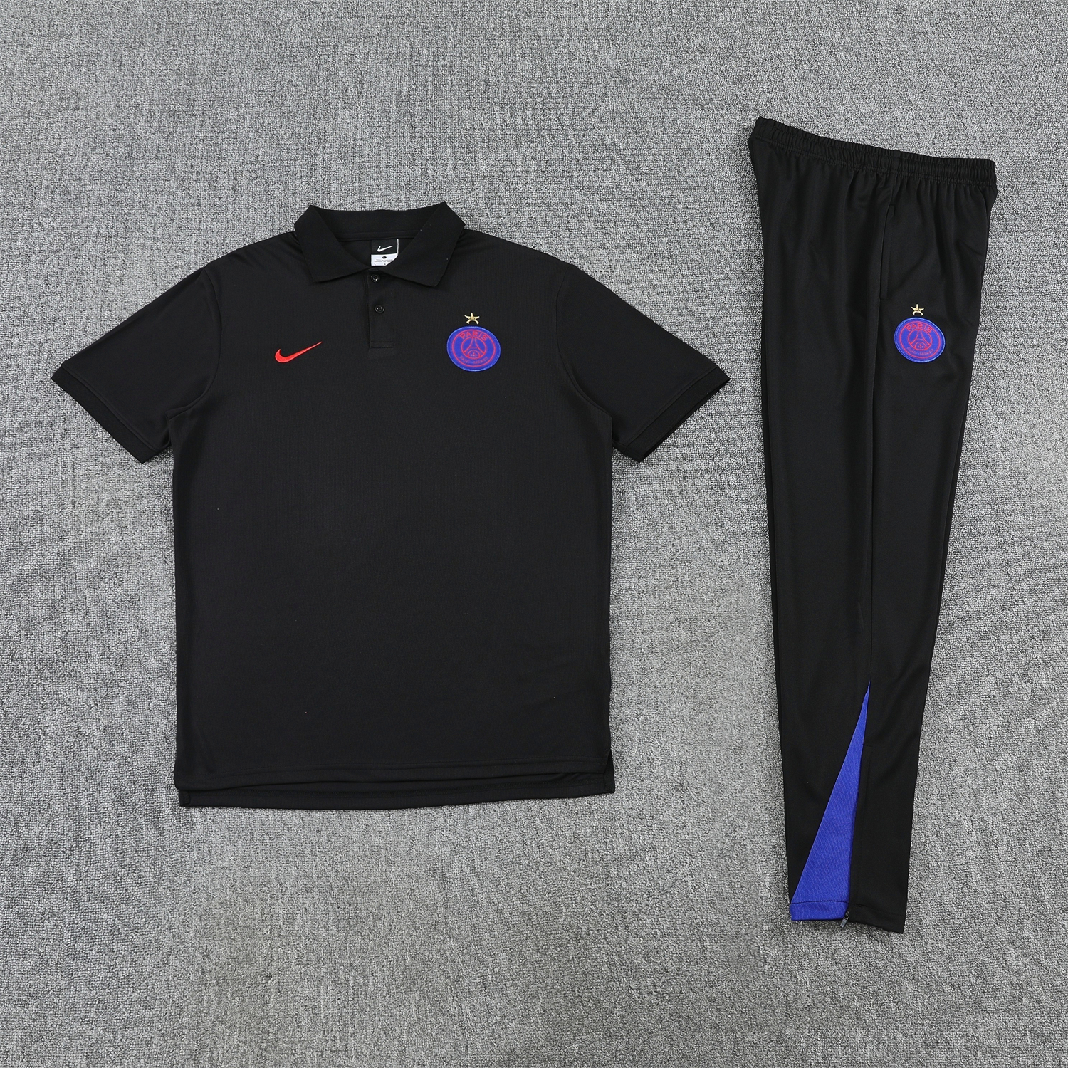 AlphaJersey-Paris Saint-Germain PSG 25-26 POLO Short-Sleeve Training Set - Black Top and Pants