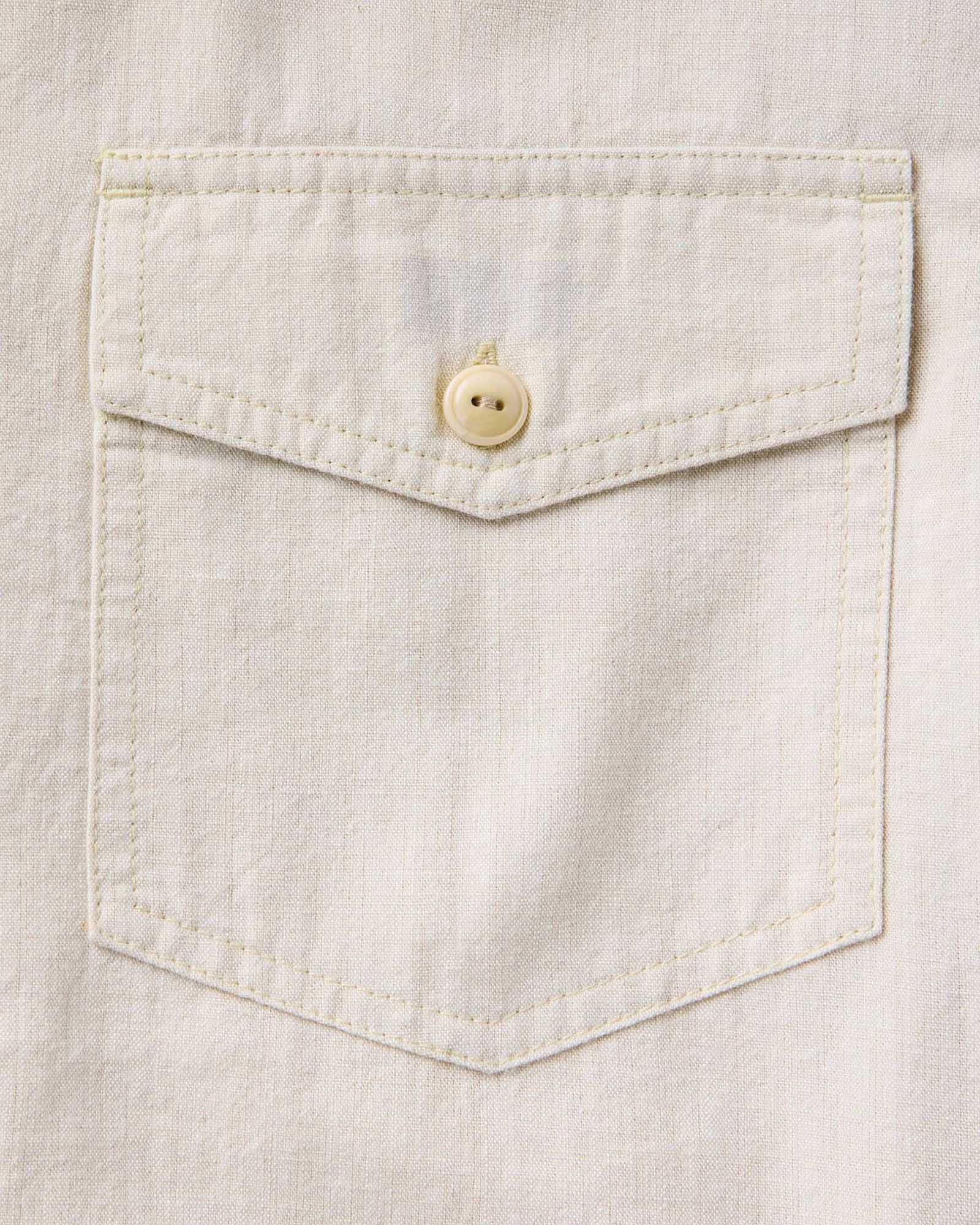 The Short Sleeve Crew Shirt in Natural Chambray | Modern Menswear by yycbvcnbmmnbm