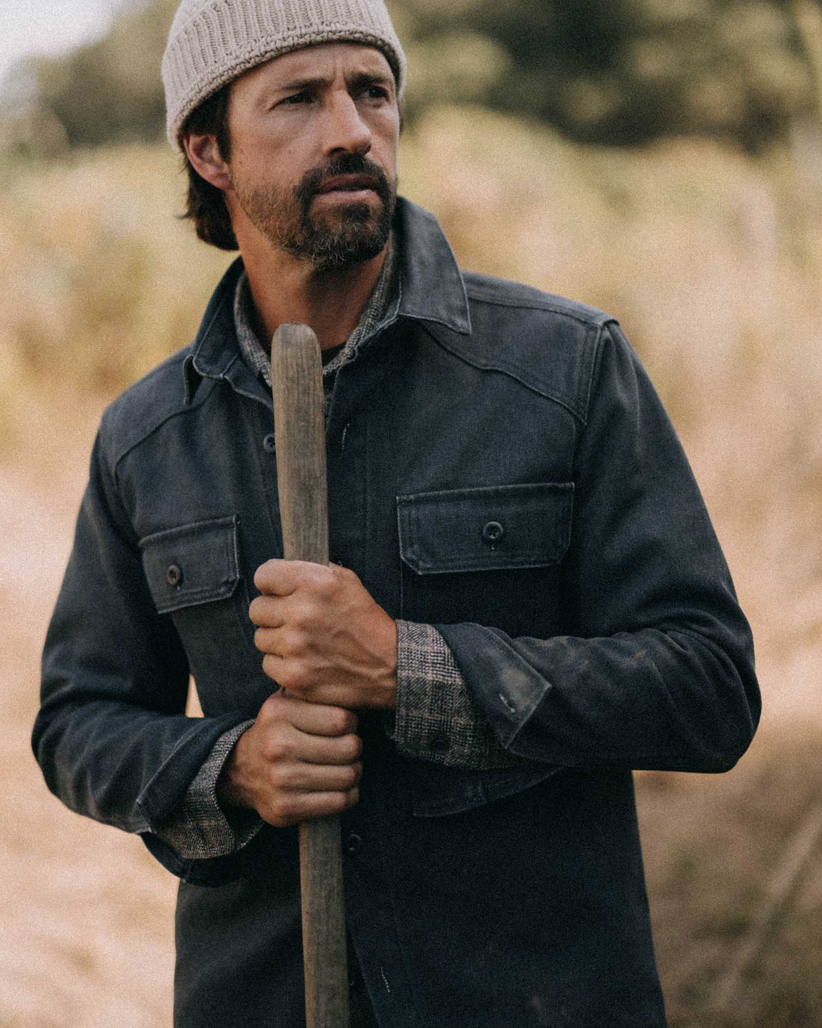 The Shop Shirt in Navy Chipped Canvas | Modern Menswear by yycbvcnbmmnbm