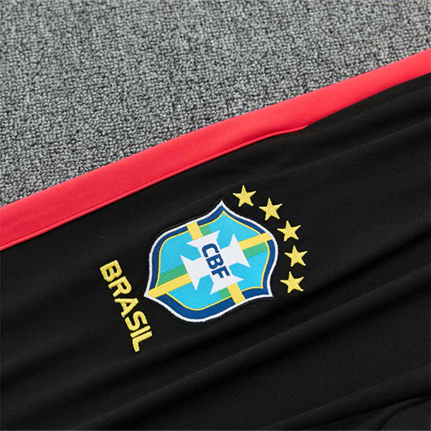 AlphaJersey-Brazil X JD 2026 Kids Long Sleeves Training Set - Black Top And Black Orange Pants