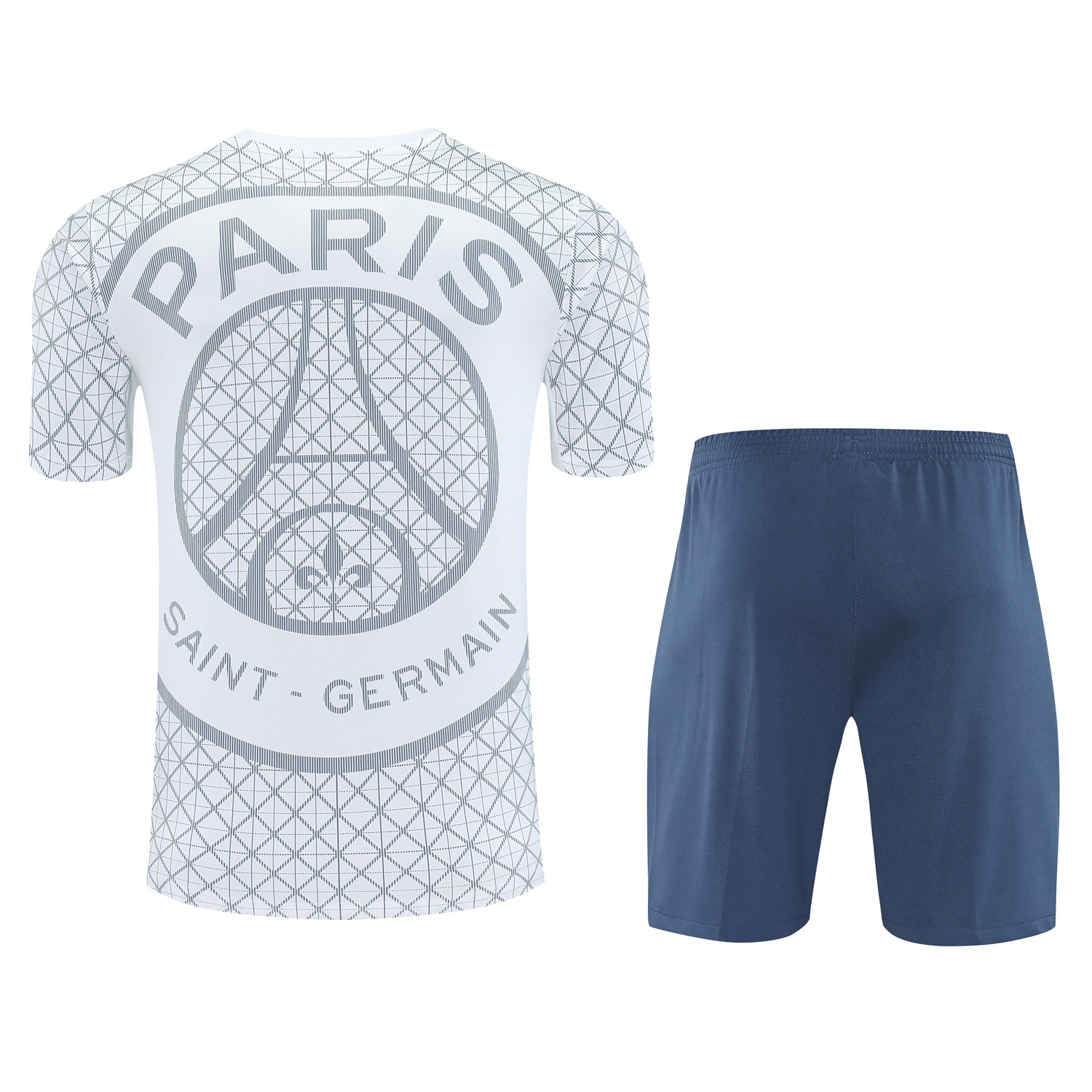 AlphaJersey-Paris Saint-Germain PSG 25-26 Short-Sleeve Training Set - White Top & Deep Blue Shorts
