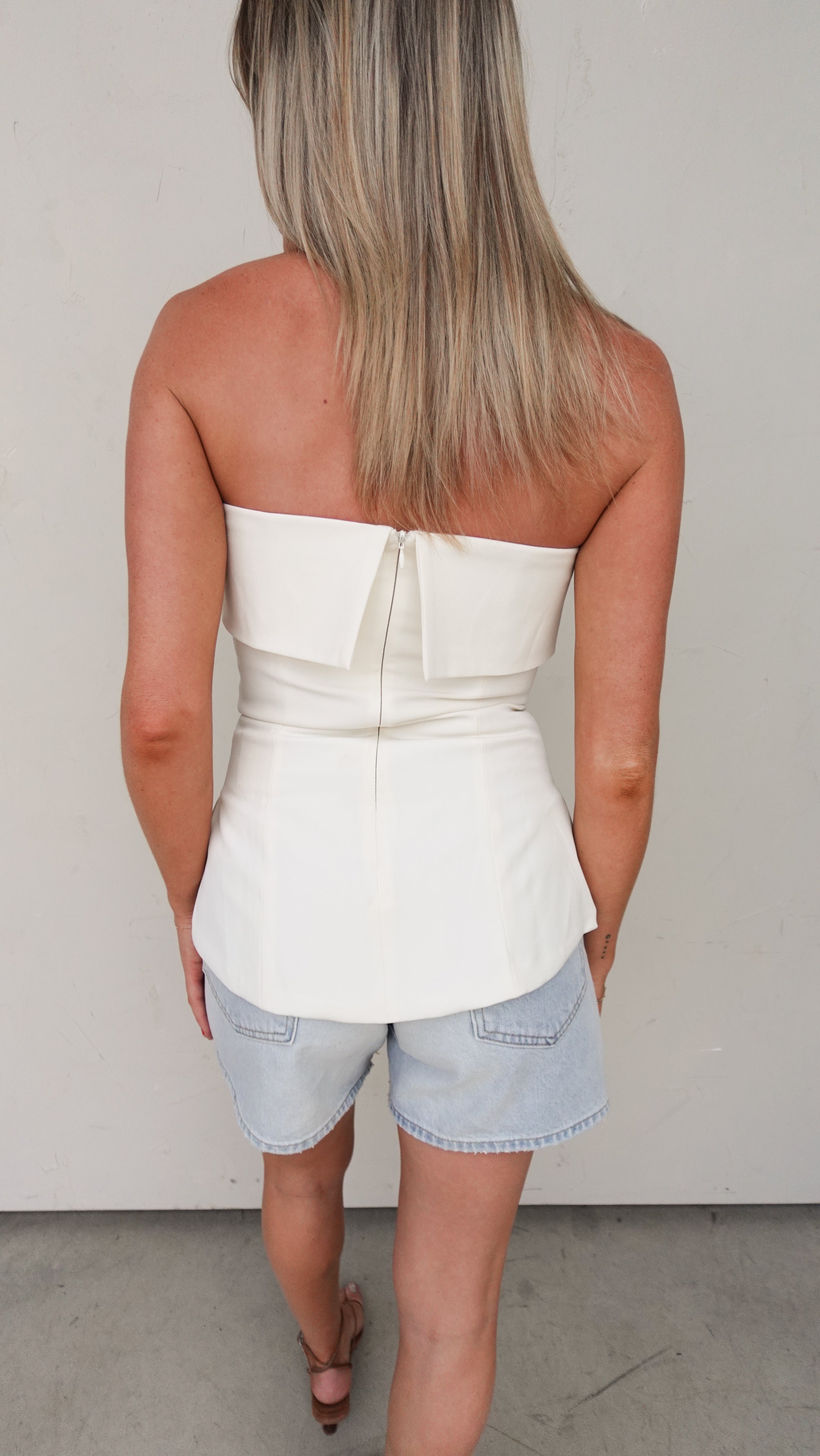 Ivory Foldover Strapless Top | Elegant Women's Fashion by coolavocek