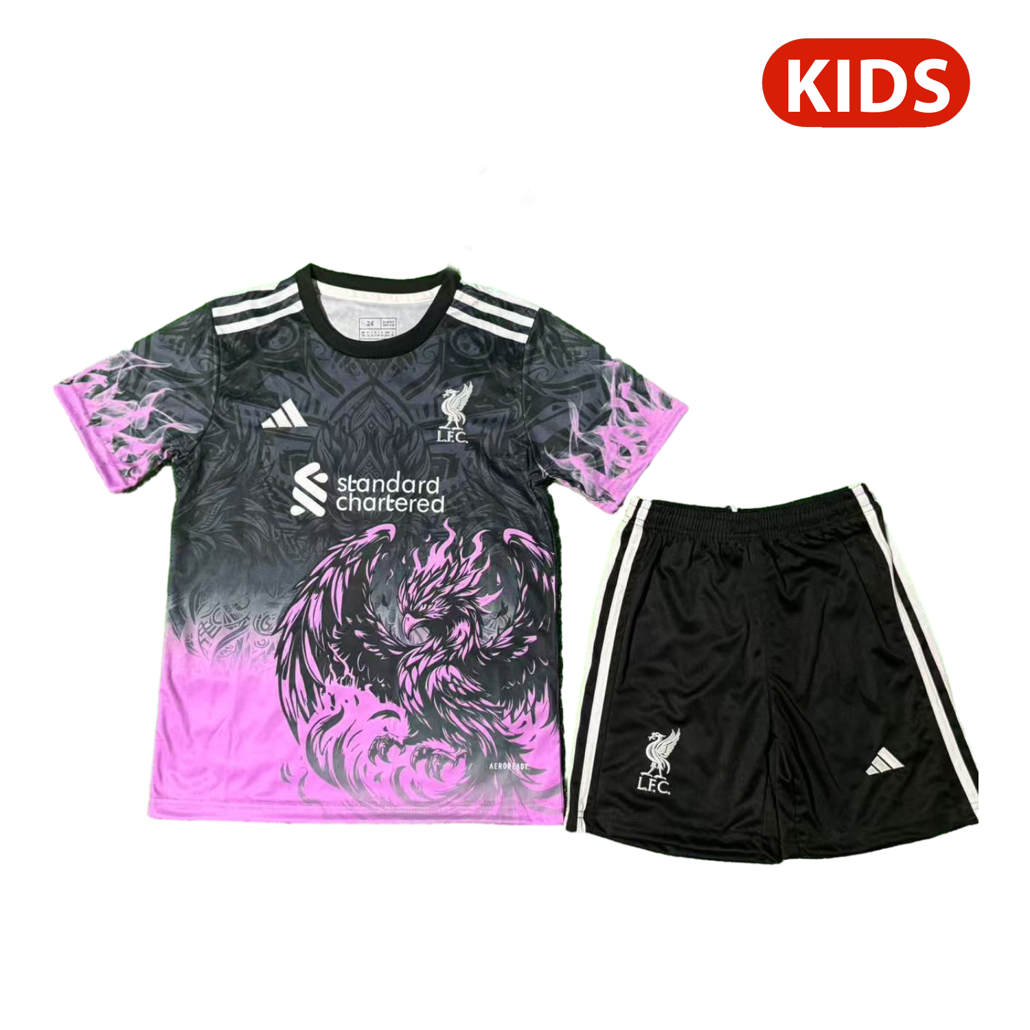 AlphaJersey-Liver.pool 25-26 Purple Liver.pool Bird Black Special Kids Kit