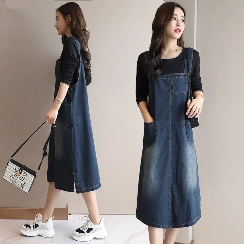 Oversize Fashion Street Skirt 2023 Denim Belt Skirt Women Autumn Sun Skirt Casual Solid High Waist Women's Long Skirt