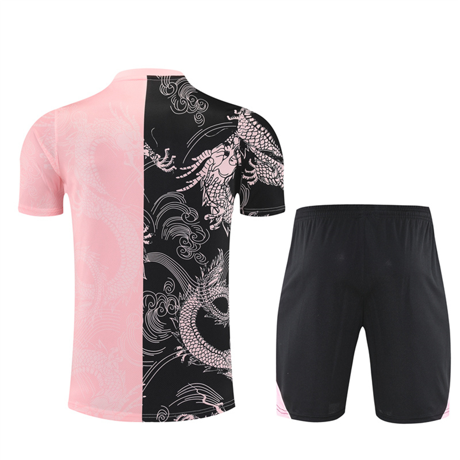 AlphaJersey-Real Madrid 25-26 Kid Short-Sleeve Training Set - Pink Black Top & Black Shorts
