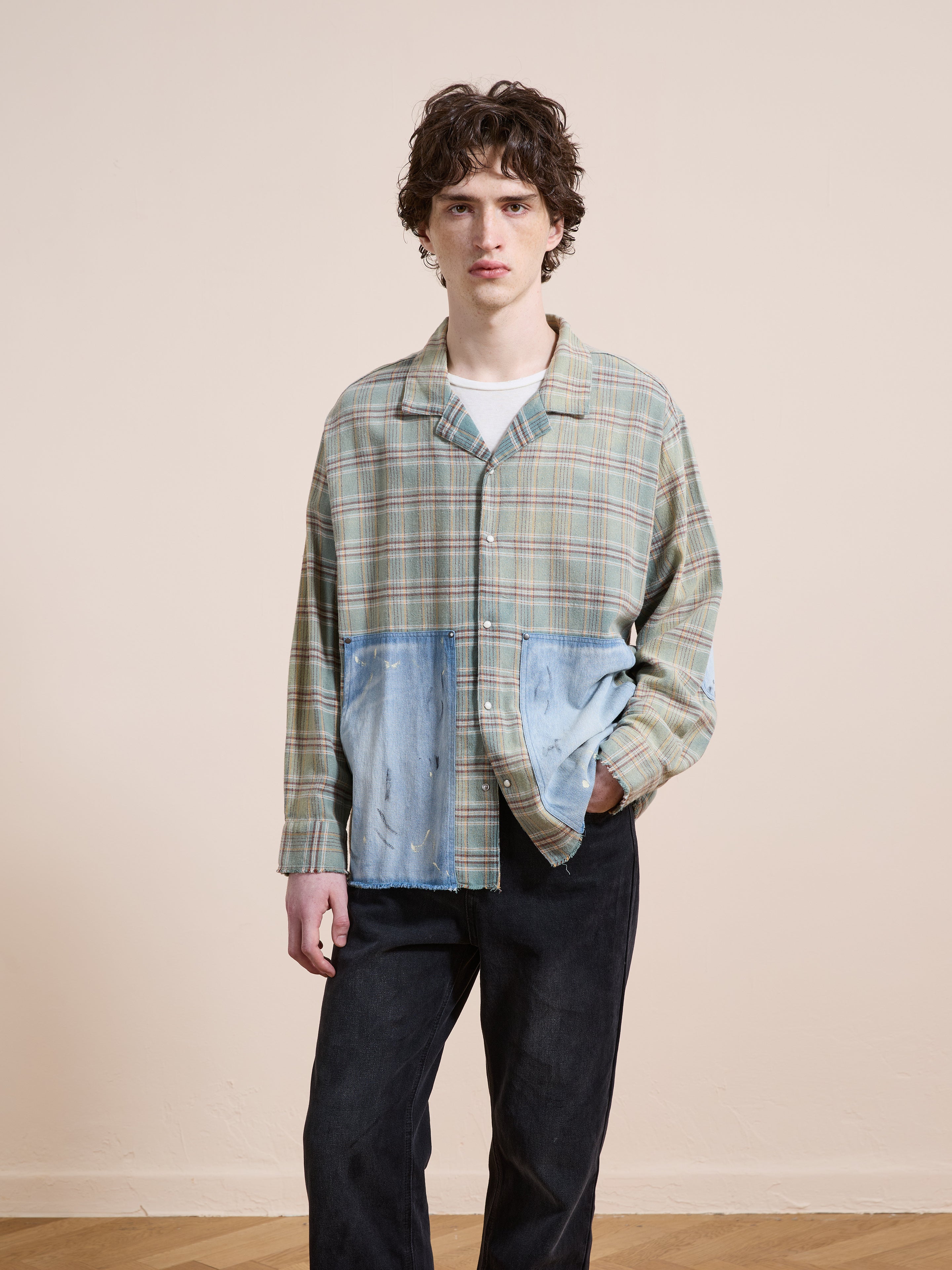 Plaid Denim Shirt | Modern Menswear by yycbvcnbmmnbm