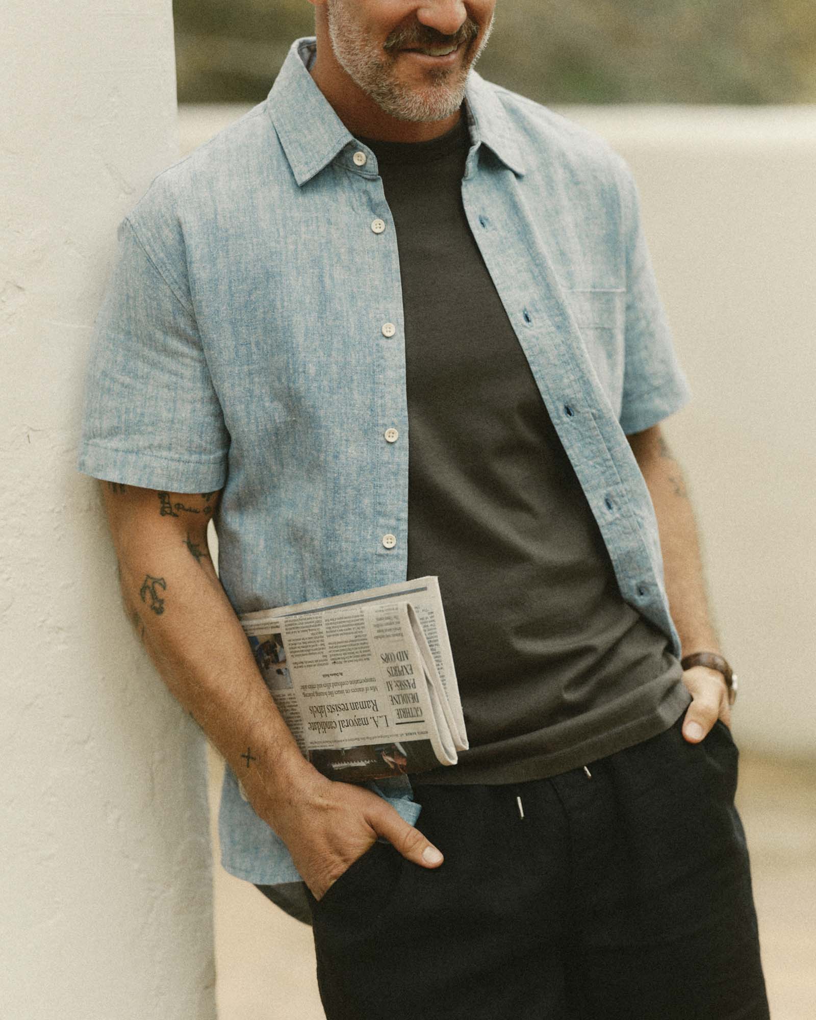 The Short Sleeve California in Sky Hemp | Modern Menswear by yycbvcnbmmnbm