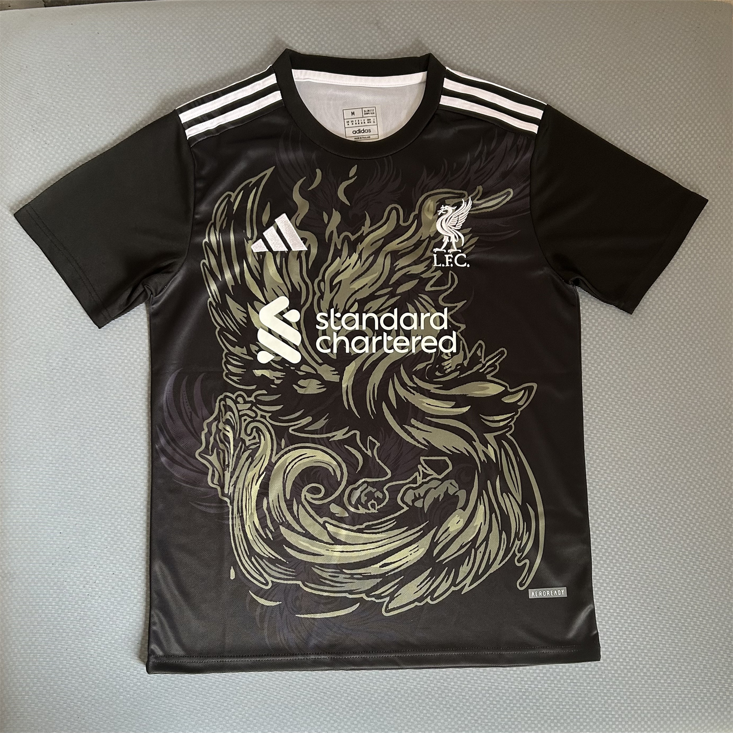 AlphaJersey-Liver.pool 25-26 Gray Green Liver.pool Bird Black Jersey - Fans Version