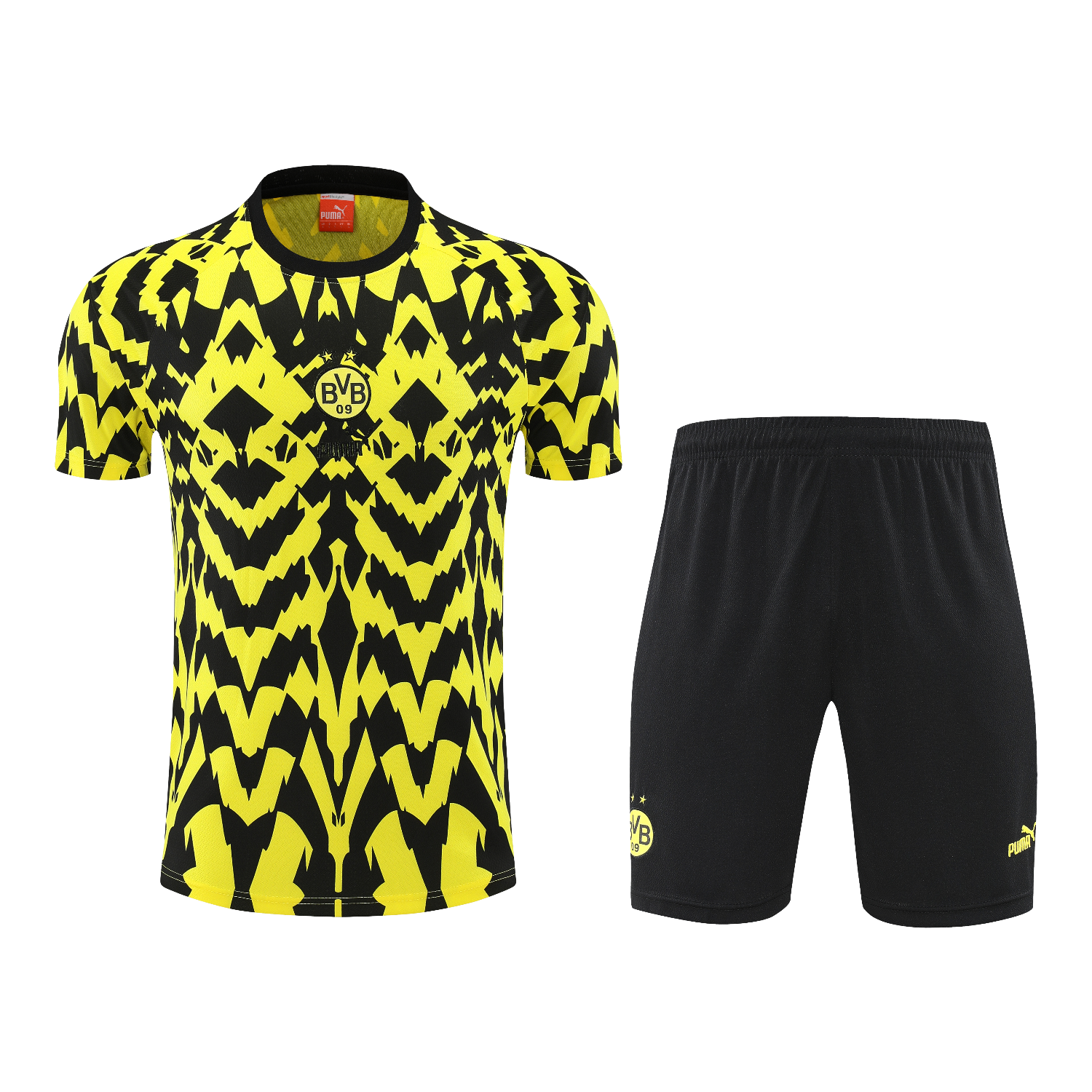 AlphaJersey-Dortmund 25-26 Short-Sleeve Training Set - Yellow Top & Black Shorts