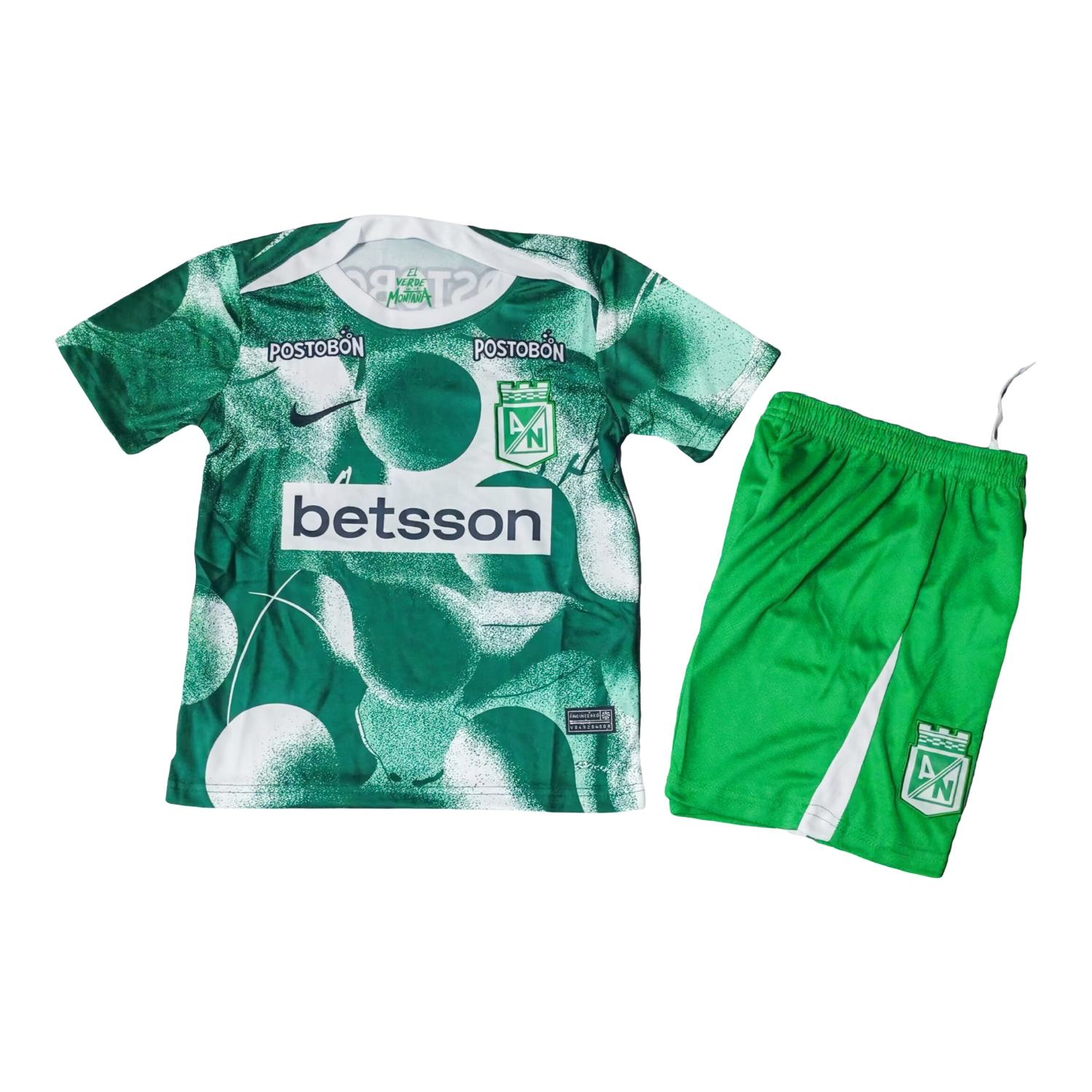 AlphaJersey-Atlético Nacional 25-26 Pre-Match Training Green Kids Kit