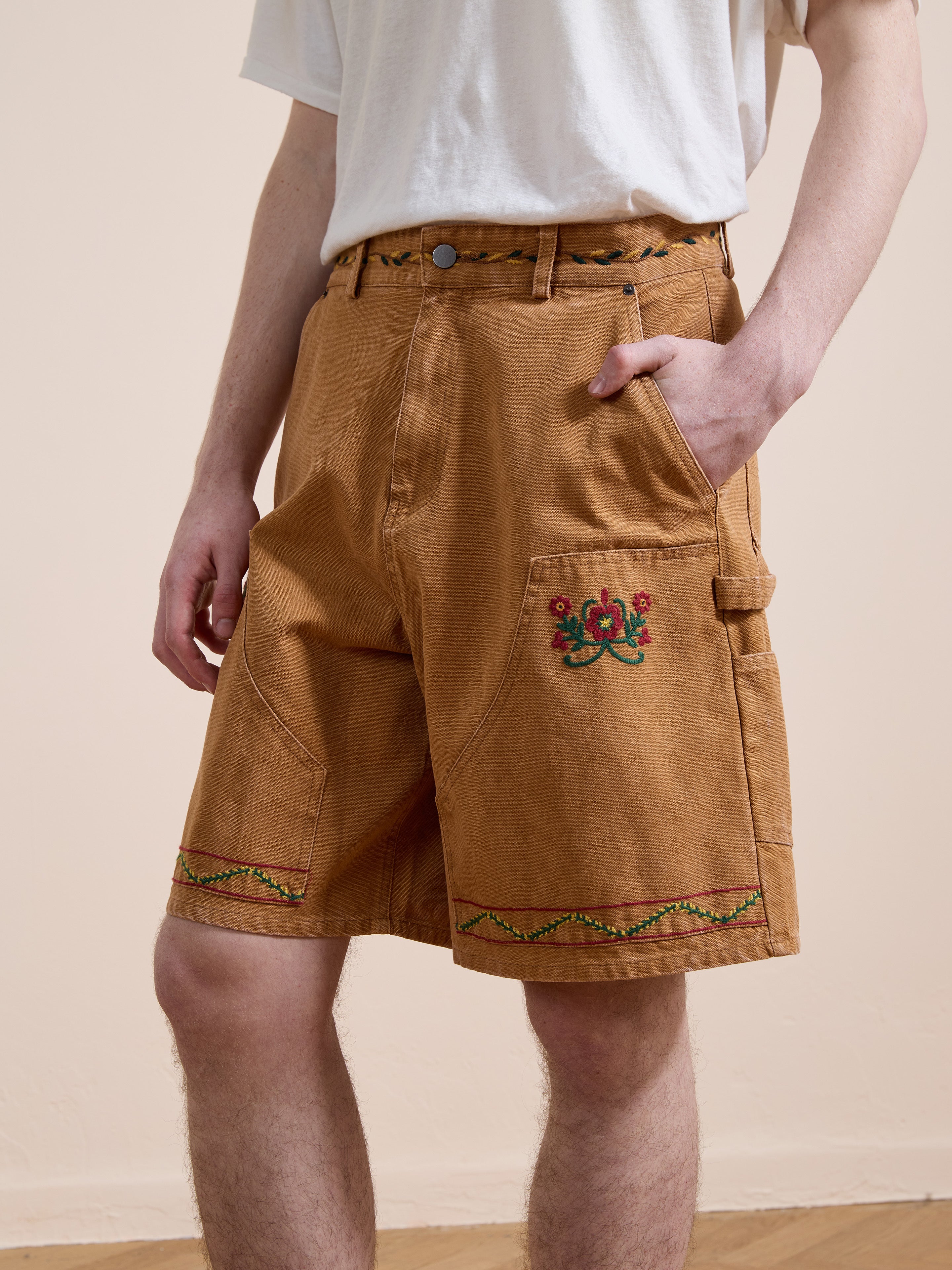 Canvas Embroidered Shorts | Modern Menswear by yycbvcnbmmnbm