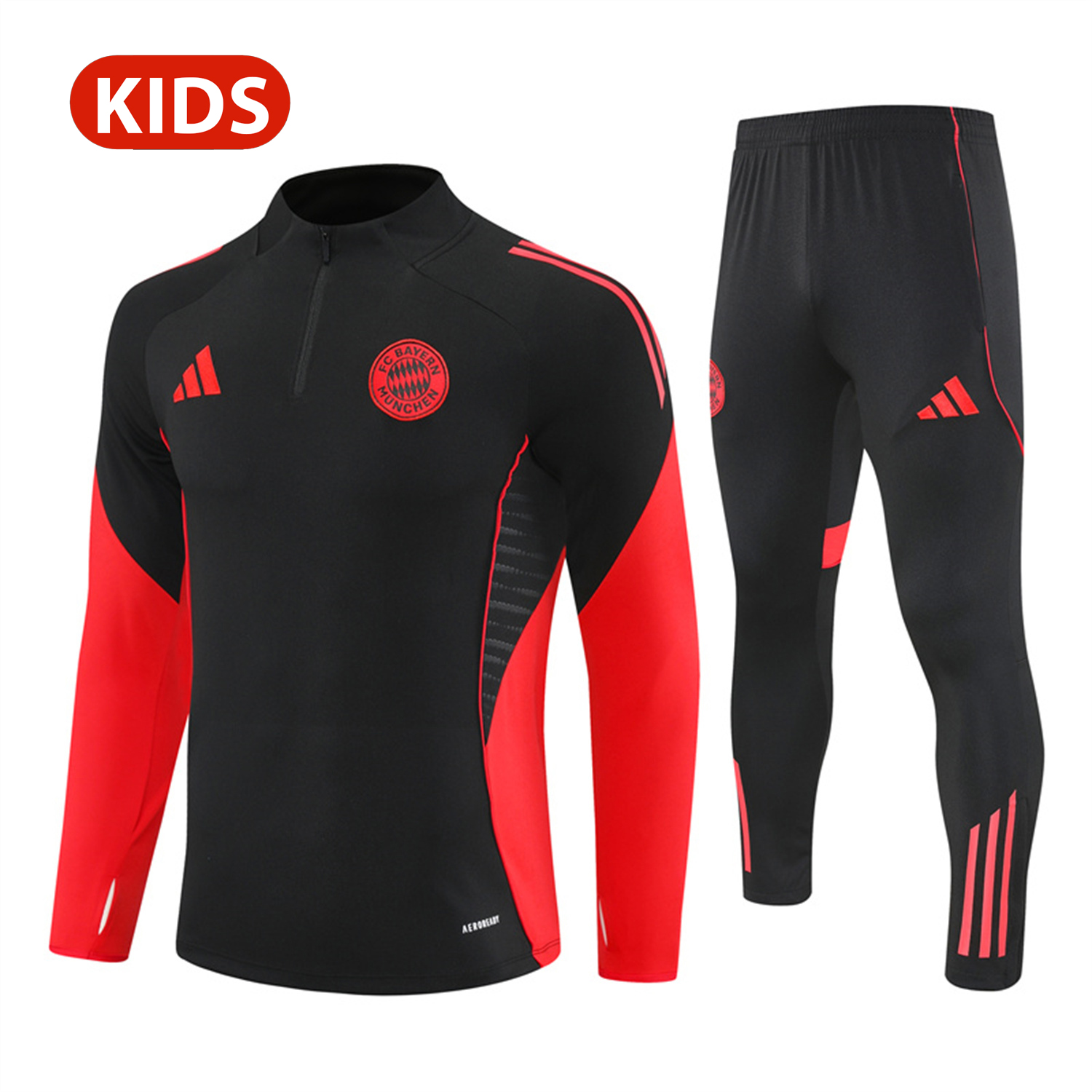 AlphaJersey-Bayern Munich 25-26 Kid Long Sleeves Training Set - Black Top & Black Pants