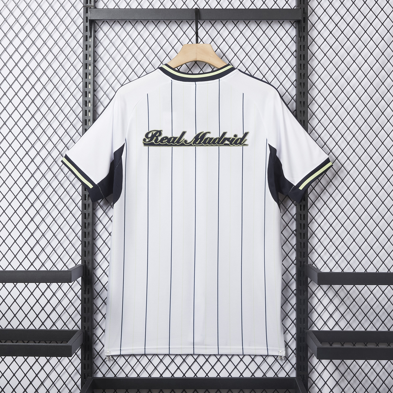 AlphaJersey-Real Madrid 25-26 White Baseball Jersey with Black Stripes