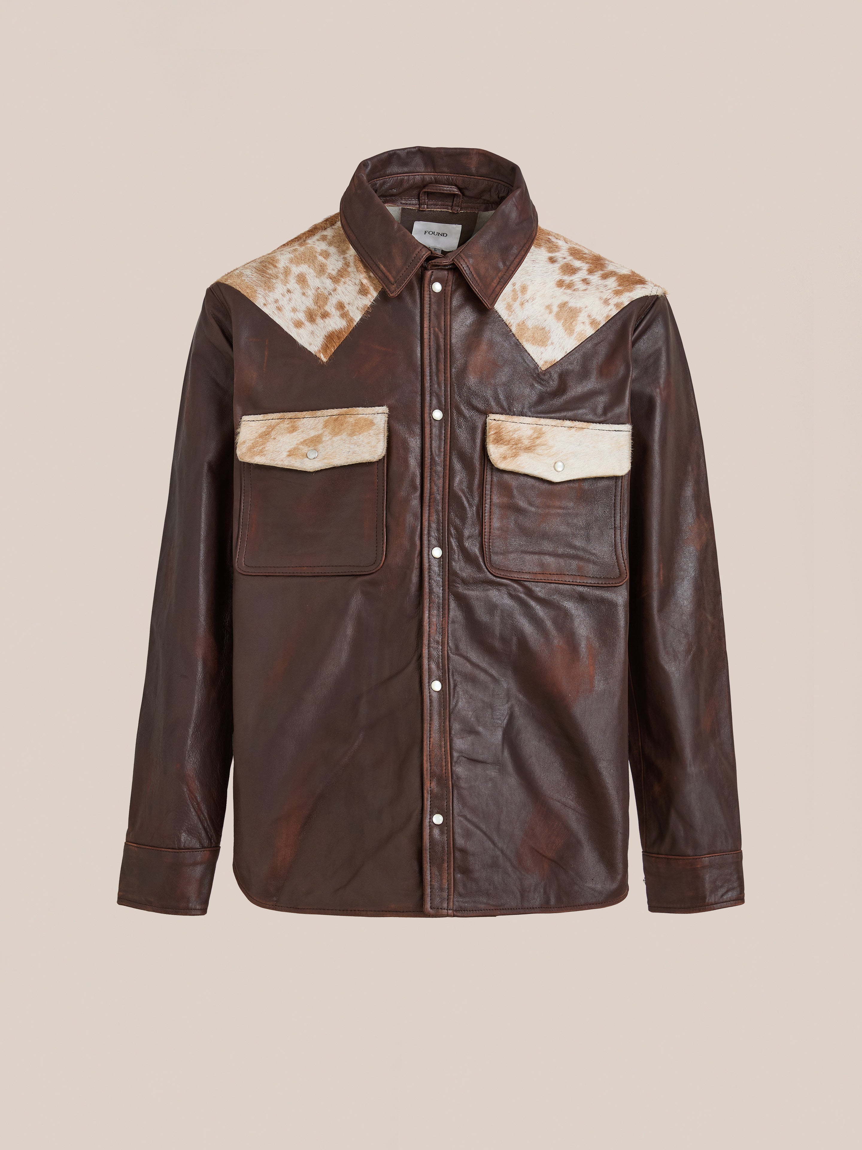 Distressed Leather Cowhide Contrast Western Shirt | Modern Menswear by yycbvcnbmmnbm