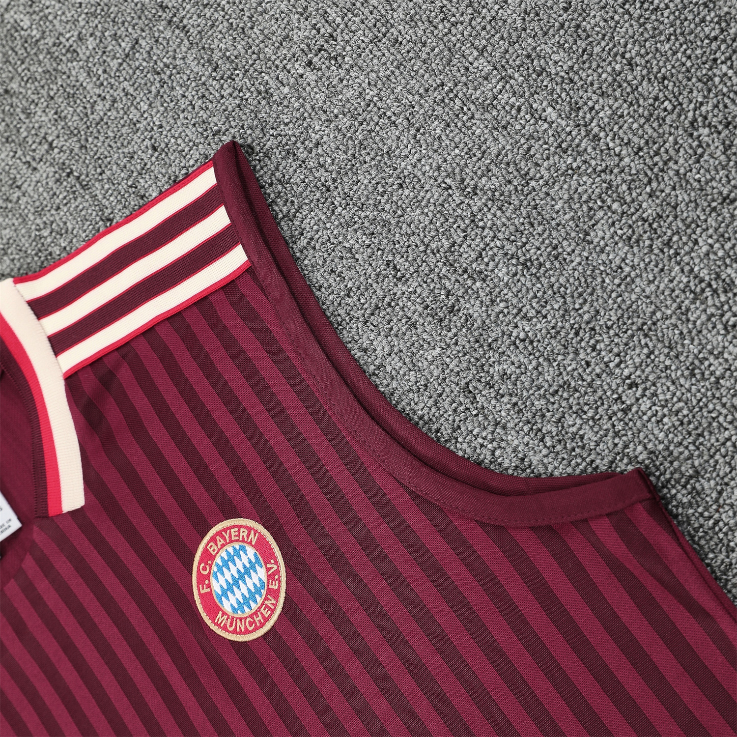 AlphaJersey-Bayern Munich 25-26 Vest Training Set - Wine Red Lines Vest & Wine Red Lines Shorts