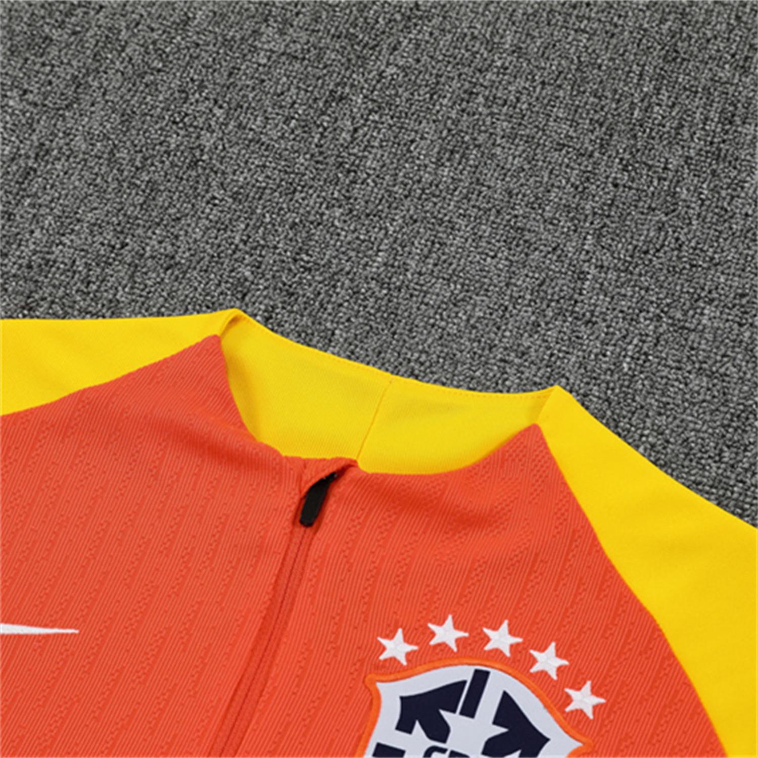 AlphaJersey-Brazil 25-26 Kids Long Sleeve Training Set - Player Version - Orange Top and Black Pants