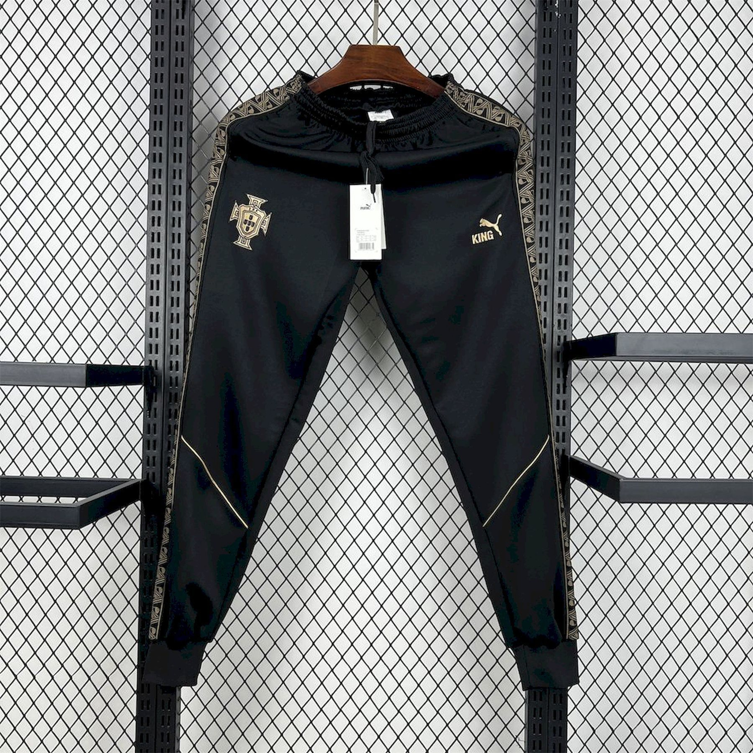 AlphaJersey-Portugal 25-26 Eusebio Special Windbreaker Training Set - Black White Top and Pants