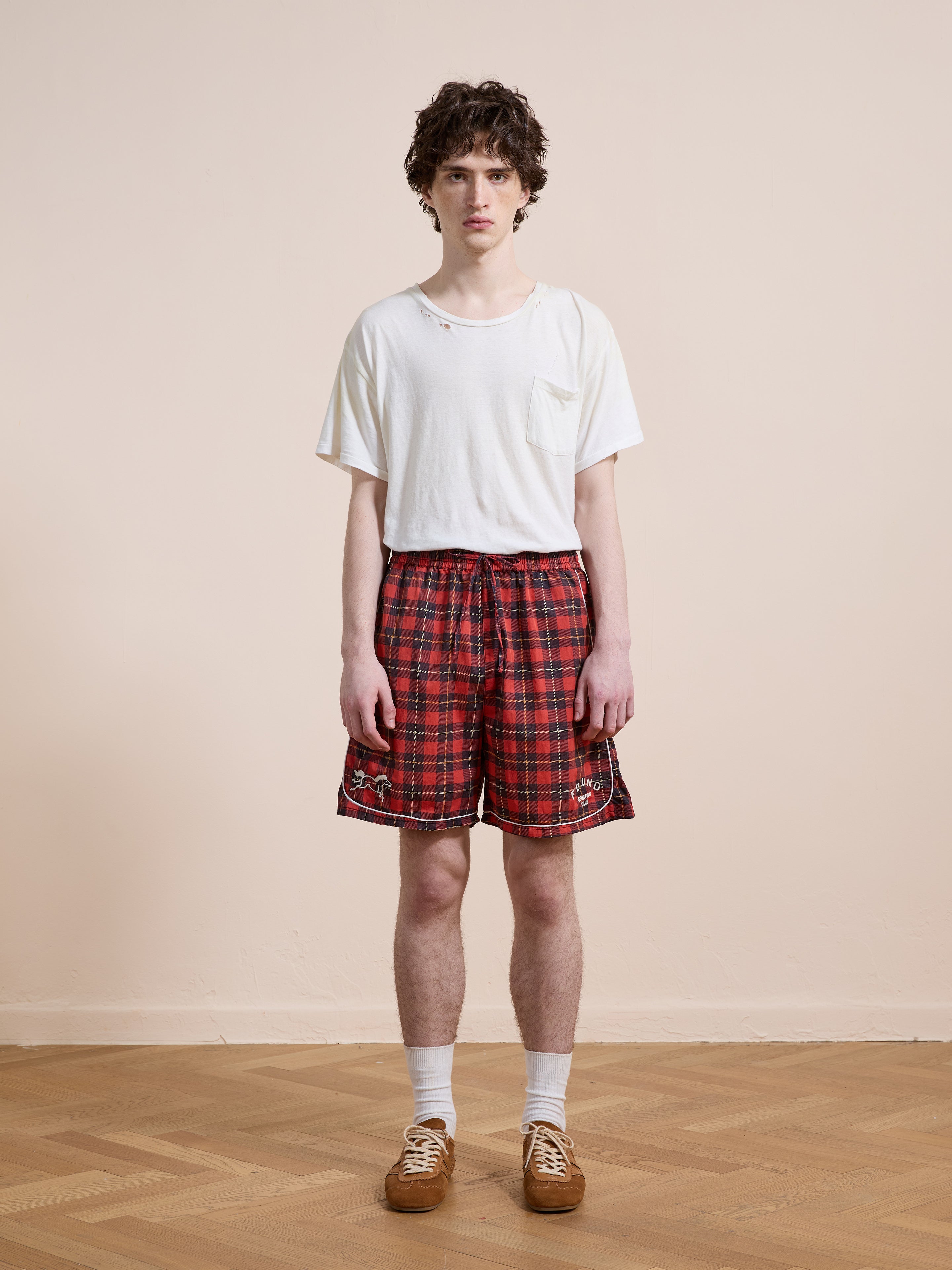 Red Plaid Track Shorts | Modern Menswear by yycbvcnbmmnbm