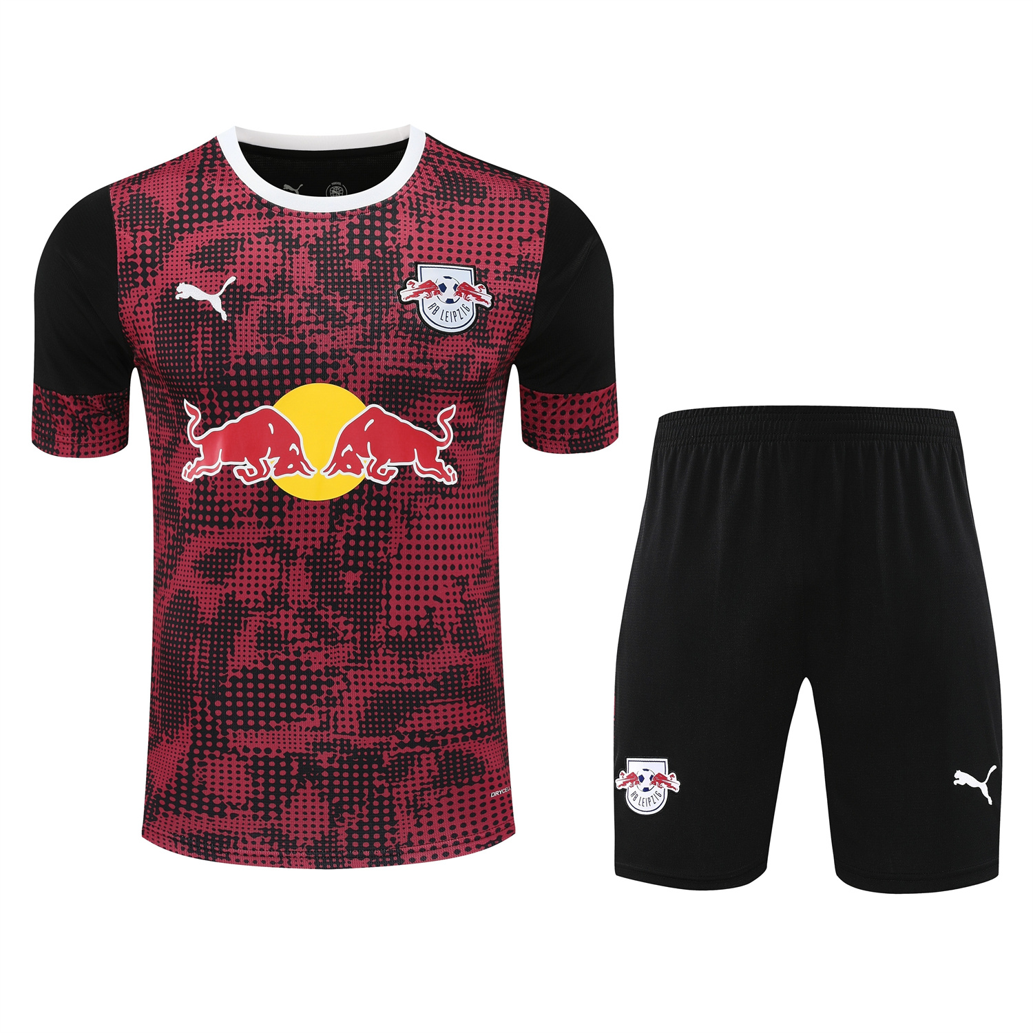 AlphaJersey-RB Leipzig 25-26 Short-Sleeve Training Set- Red Top & Black Shorts
