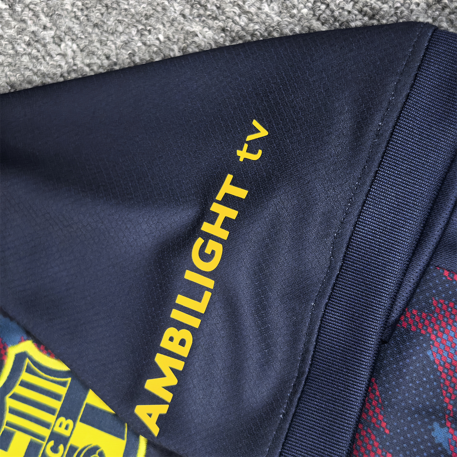 AlphaJersey-Barcelona 25-26 Deep Blue Training Jersey with Red and Blue Tree Pattern - Fans Version