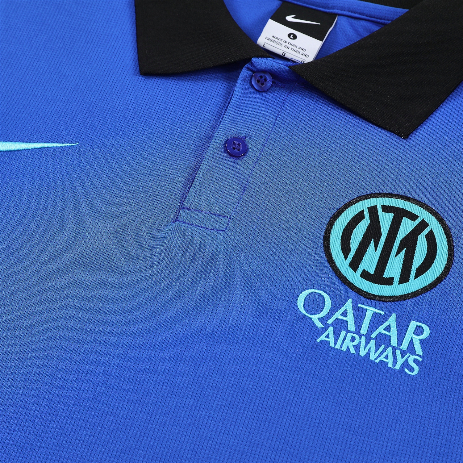 AlphaJersey-Inter Milan 25-26 POLO Short-Sleeve Training Set - Ocean Blue Top and Black Pants