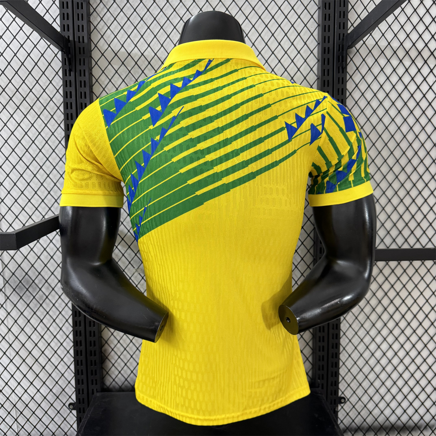 AlphaJersey-Brazil 2026 Blue-Green Stripes Yellow Special Jersey - Player Version