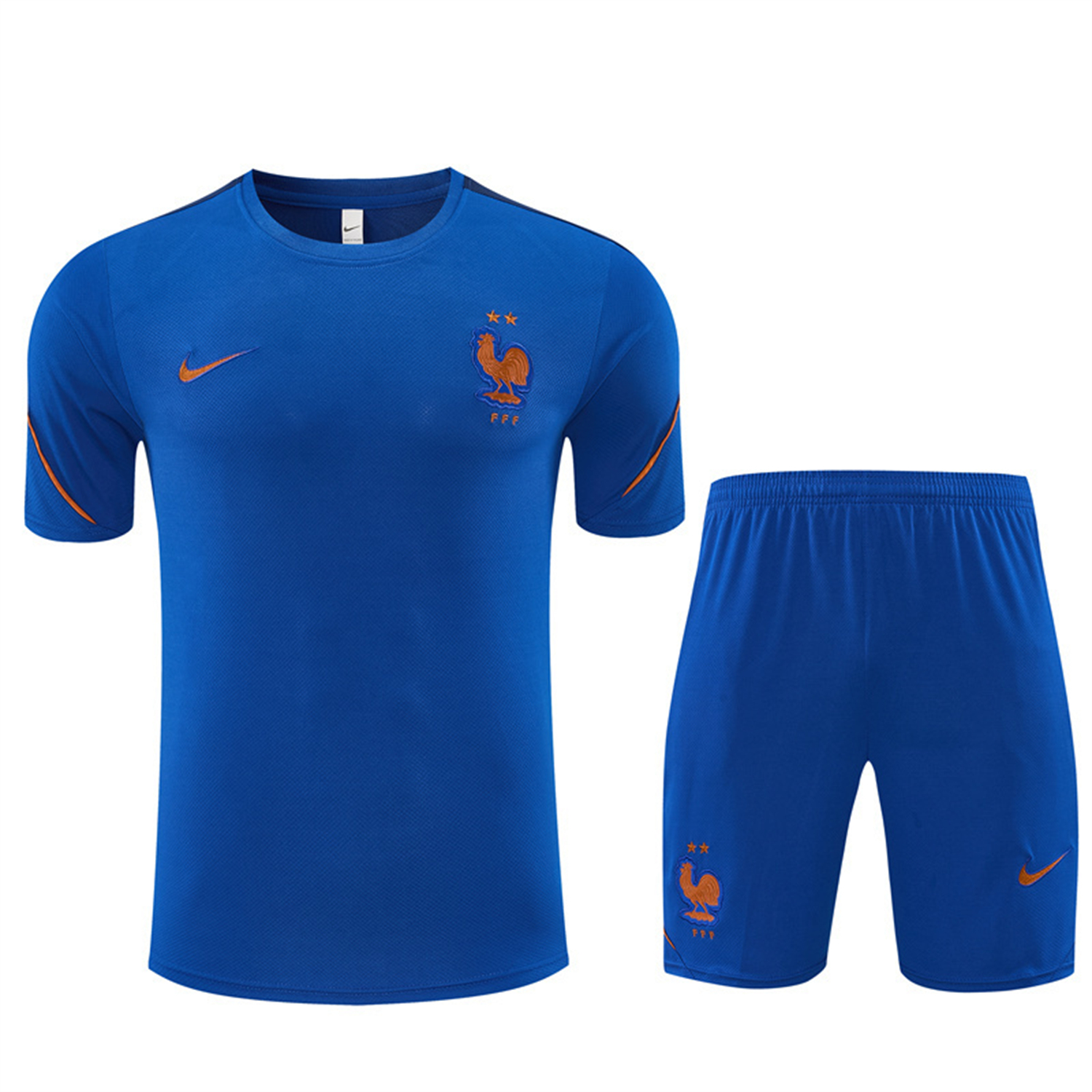 AlphaJersey-France 2026 Kids Short-Sleeve Training Set - Blue Top & Shorts