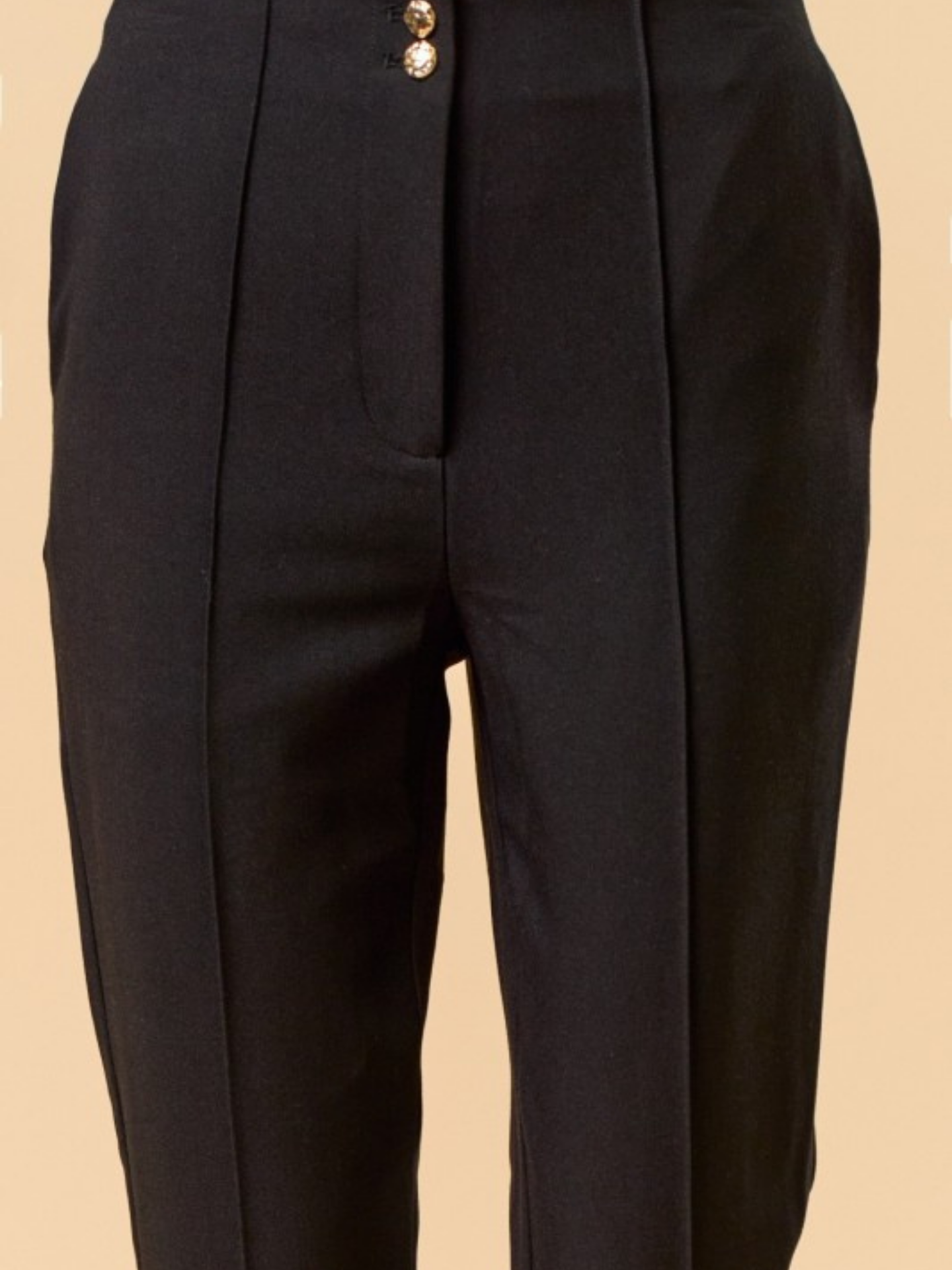 Gold Button Cropped Trousers | Elegant Women's Fashion by coolavocek