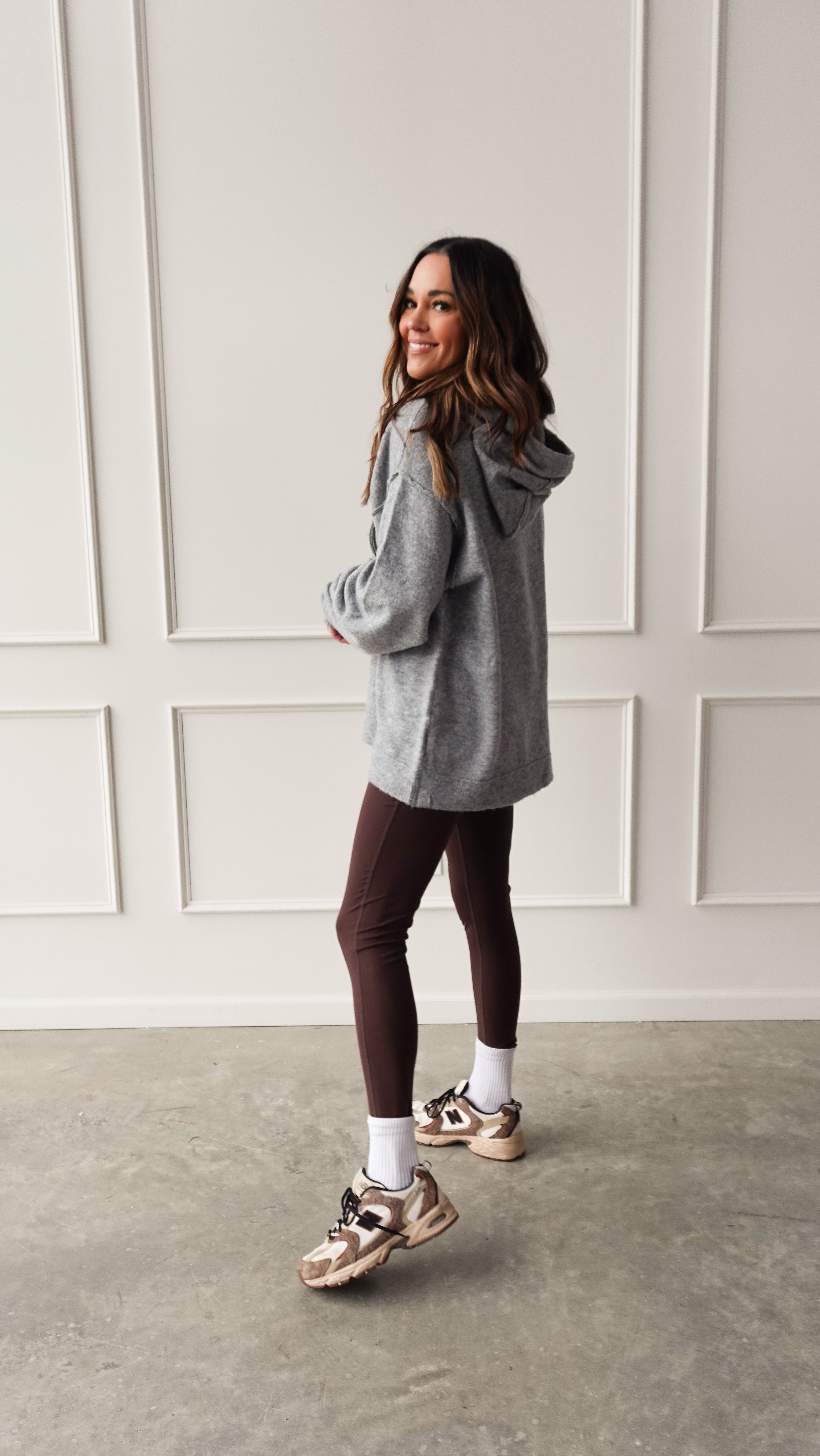 Gray Oversized Knit Hoodie | Elegant Women's Fashion by coolavocek