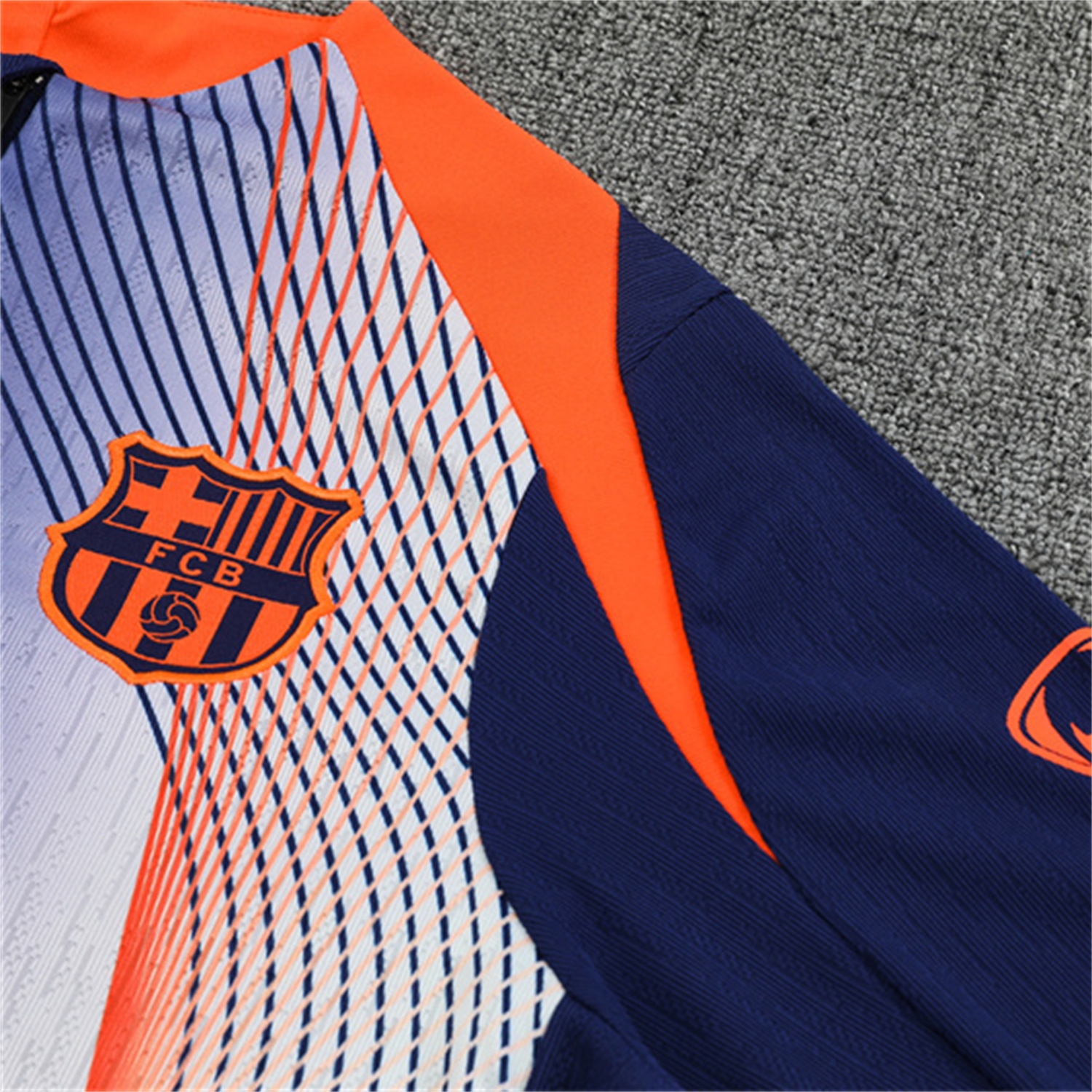 AlphaJersey-Barcelona 25-26 Kids Long Sleeve Training Set - Red Blue Line Top & Blue Pants